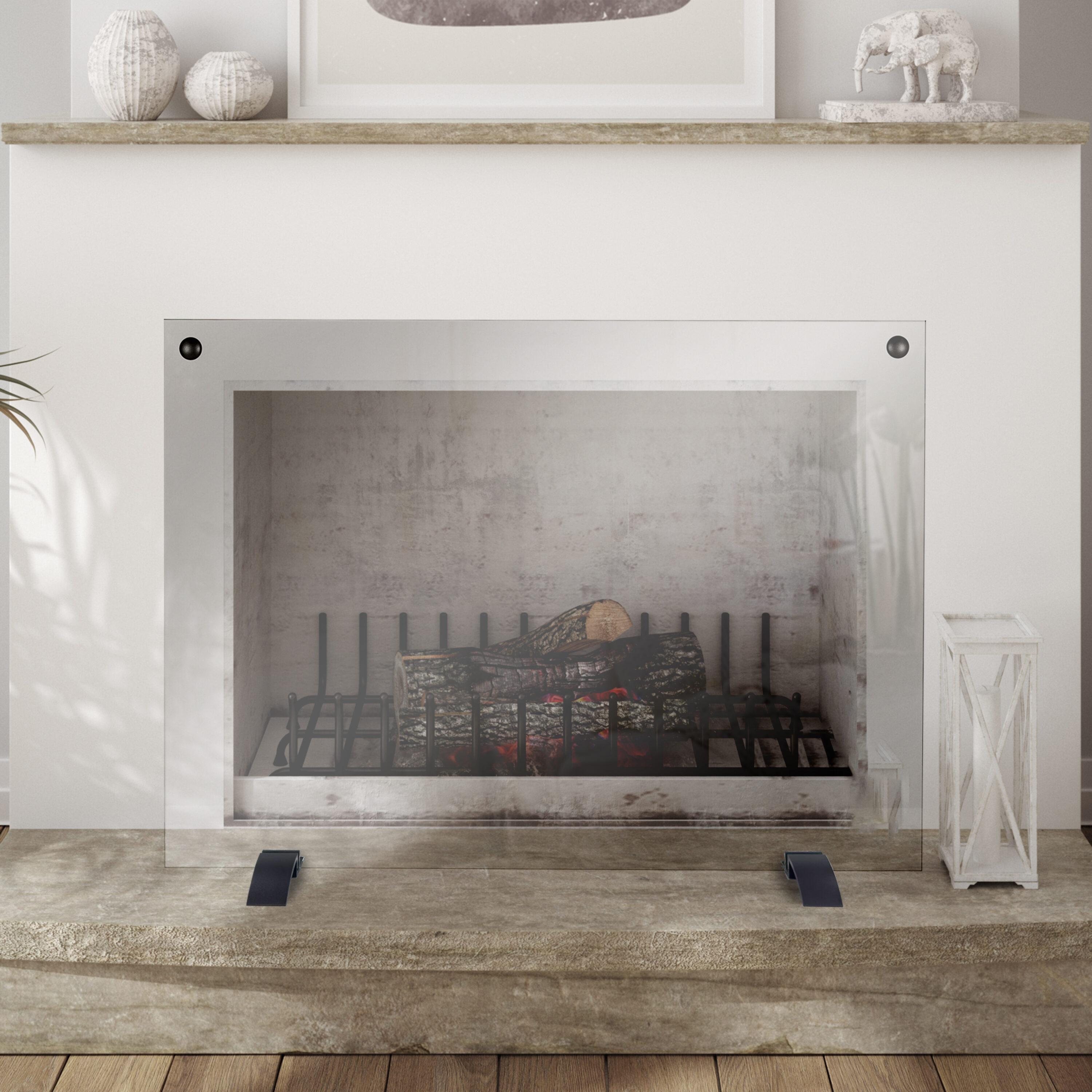 Pleasant Hearth Glass Fireplace Screen - Large