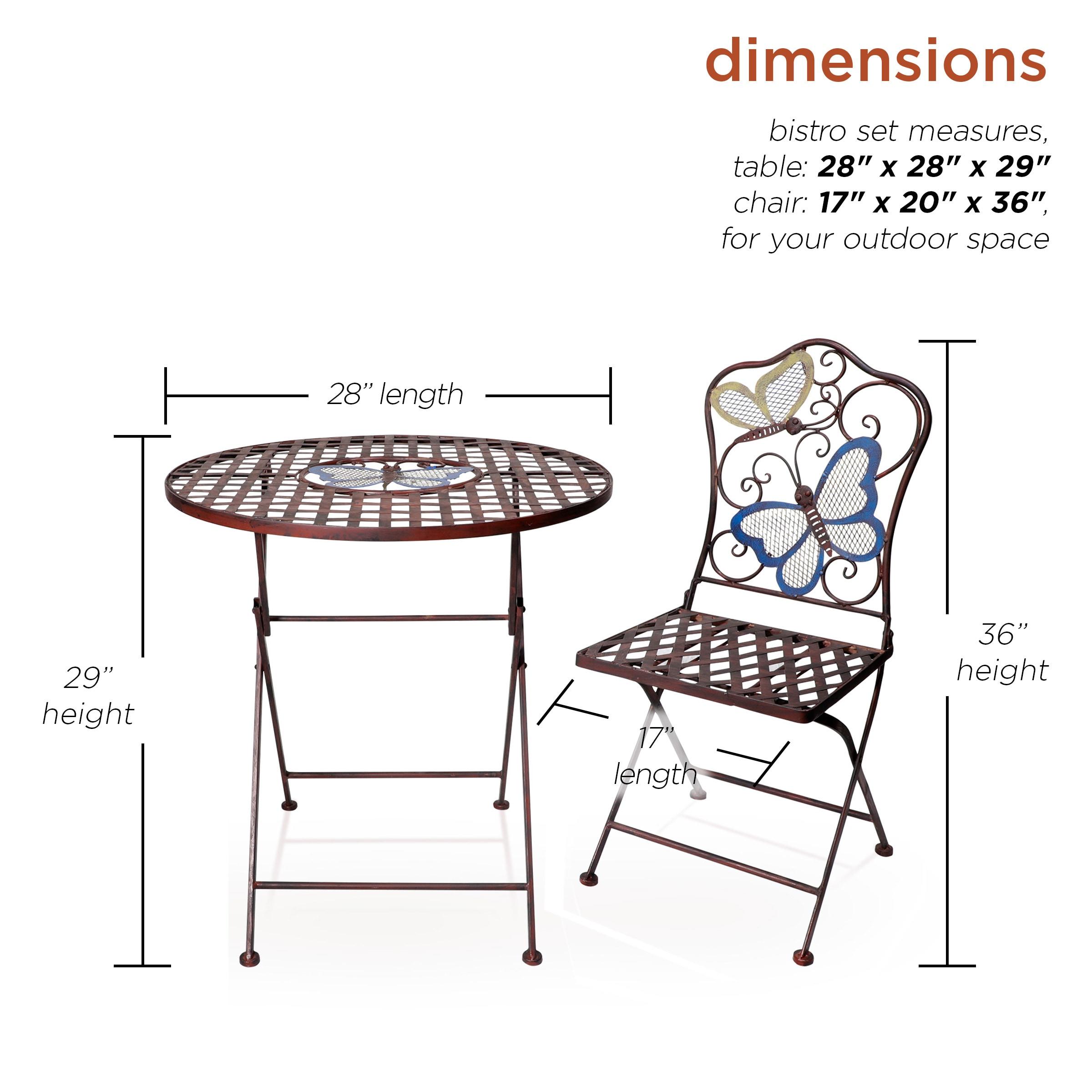 Alpine Corporation Butterfly Outdoor Patio Bistro Set, Metal 3-Piece Set, Bronze