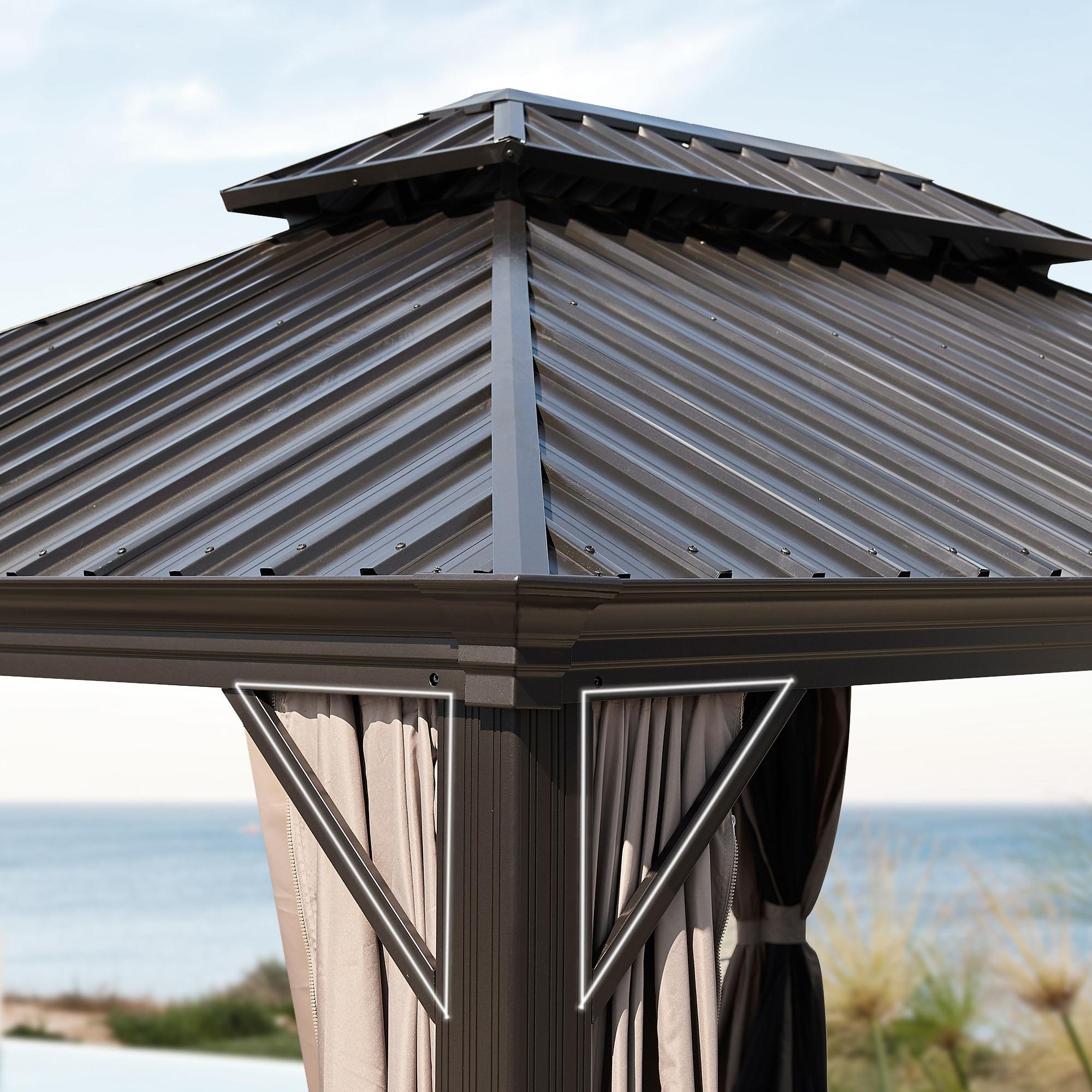 Peak Home Furnishings Hardtop Aluminum Patio Gazebo