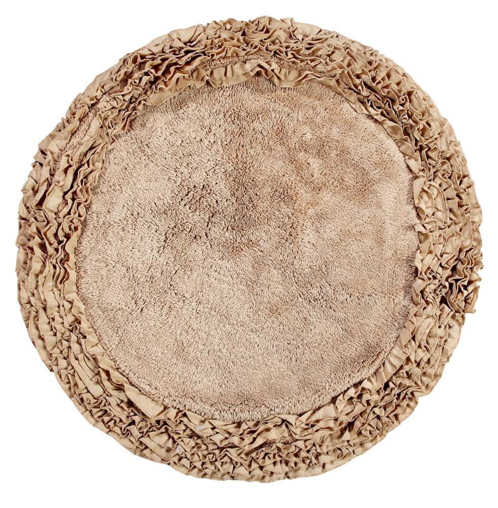 Better Trends 30'' x 30'' Round Shape Bathroom Rug with Non Slip Backing 100% Cotton Water Absorbent, Machine Washable, (Beige) Shaggy Border Collection