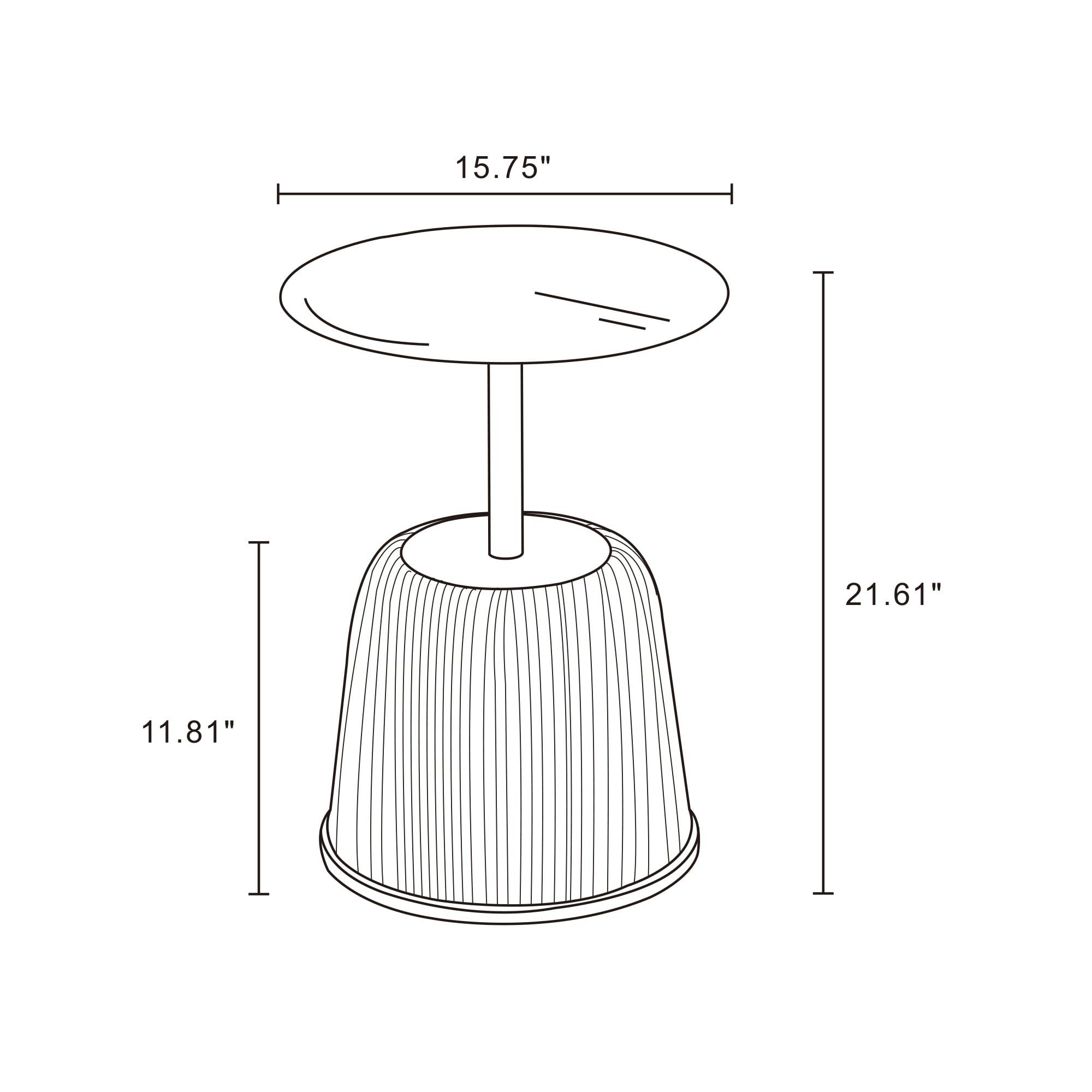 Manhattan Comfort Anderson Modern Leatherette Upholstered End Table with Gold Tabletop Cream: Round, No Assembly, Stainless Steel