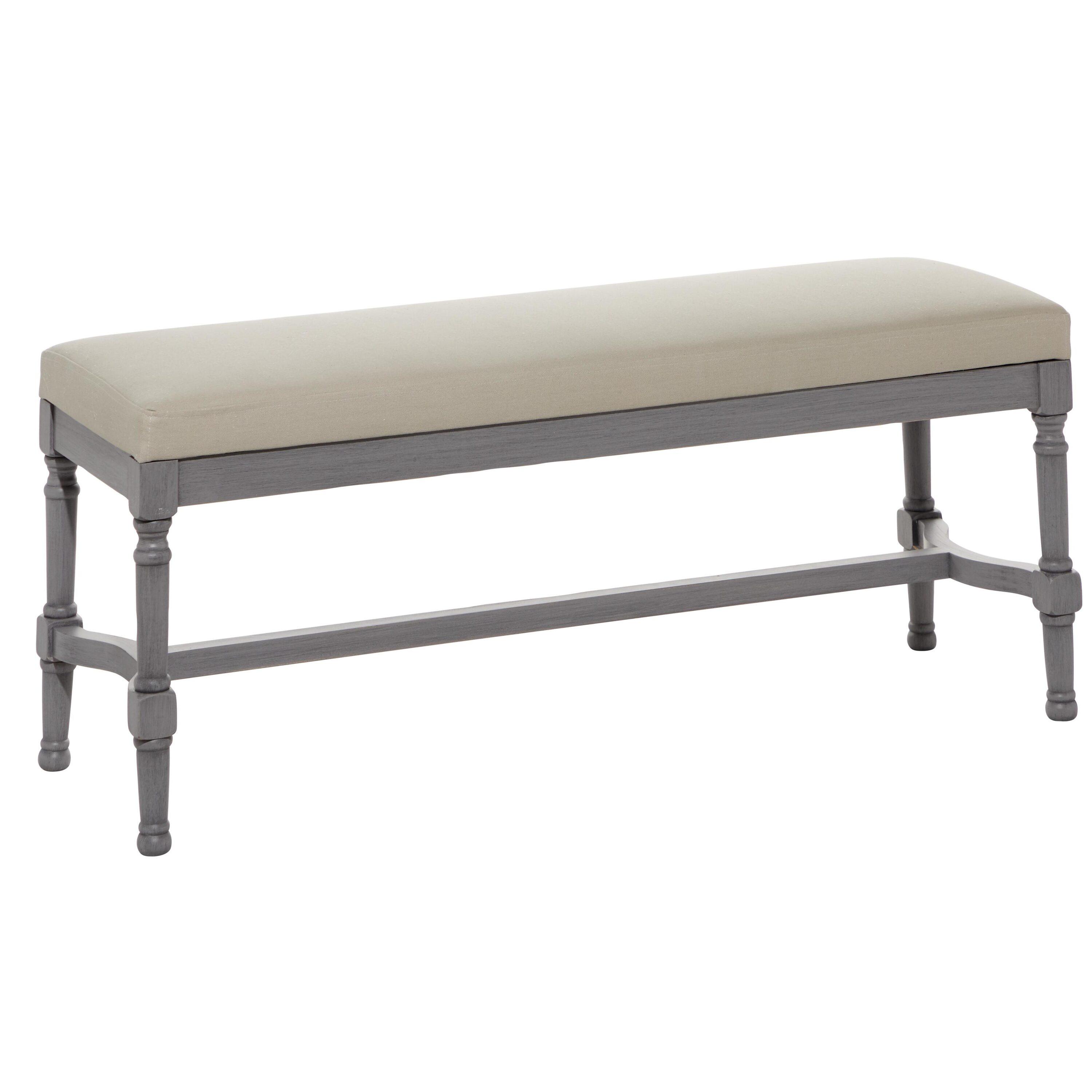 DecMode Wood Bench with Burlap Seat, Gray