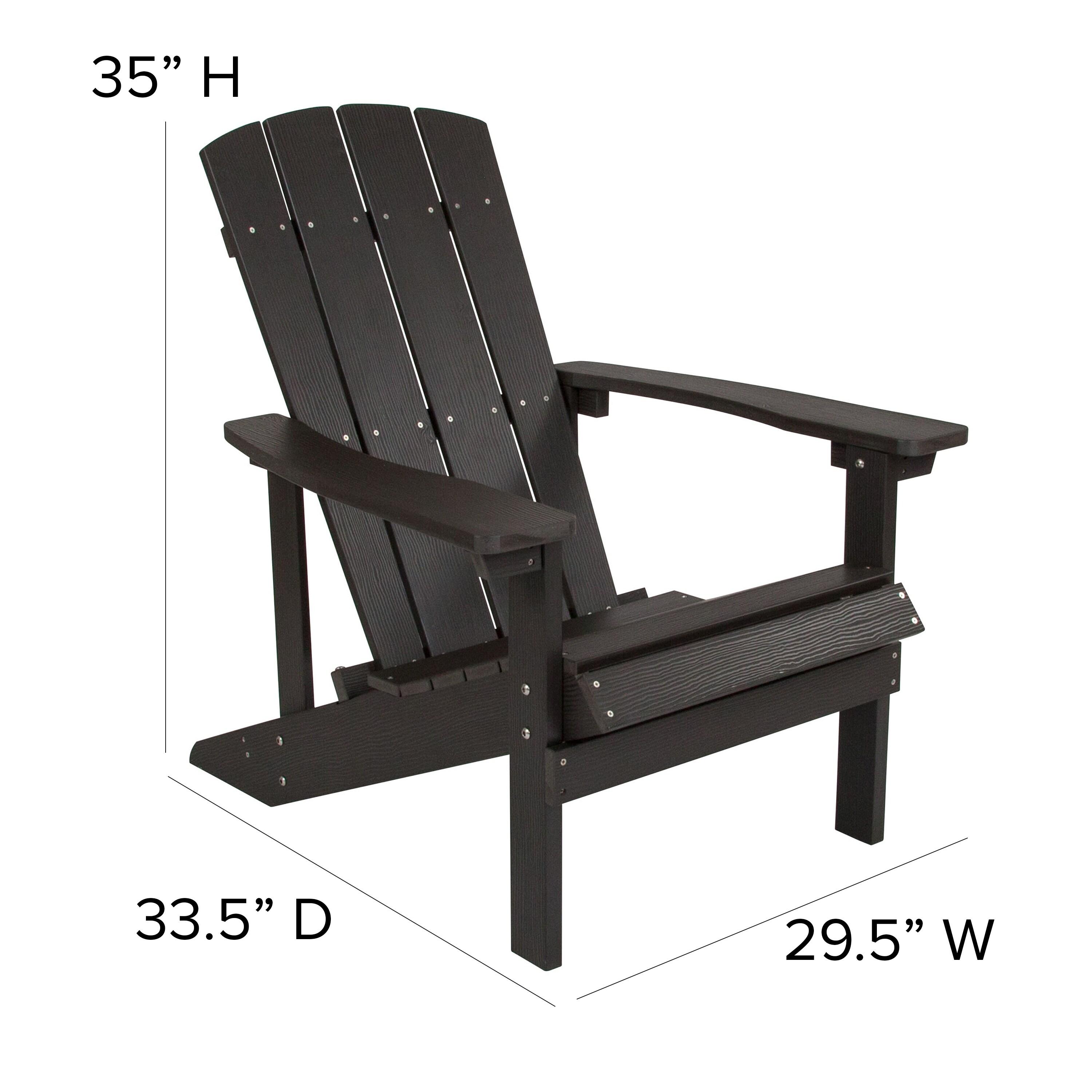 Flash Furniture Charlestown All-Weather Poly Resin Wood Adirondack Chair in Slate Gray