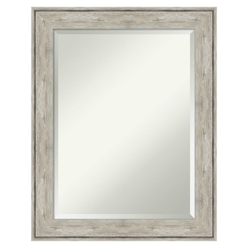 23" x 29" Crackled Framed Bathroom Vanity Wall Mirror Metallic - Amanti Art: Modern Rectangle, Beveled Glass, Wall Mount