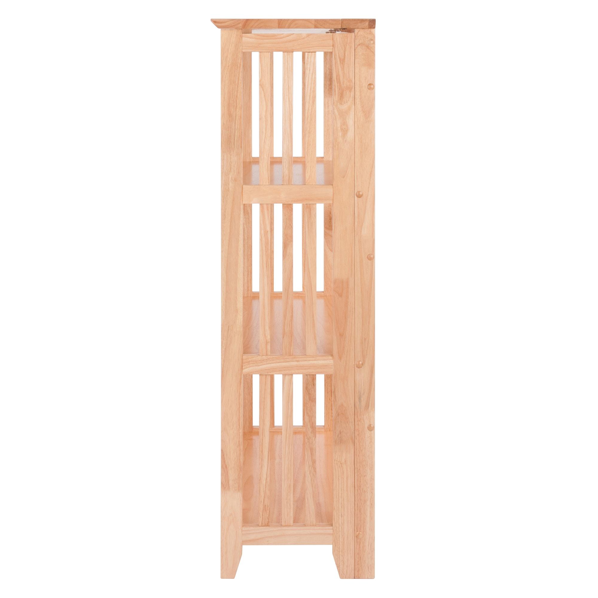 42" 4 Tier Foldable Bookshelf Natural - Winsome: Beech Wood, Slatted-Side, Home Office Storage