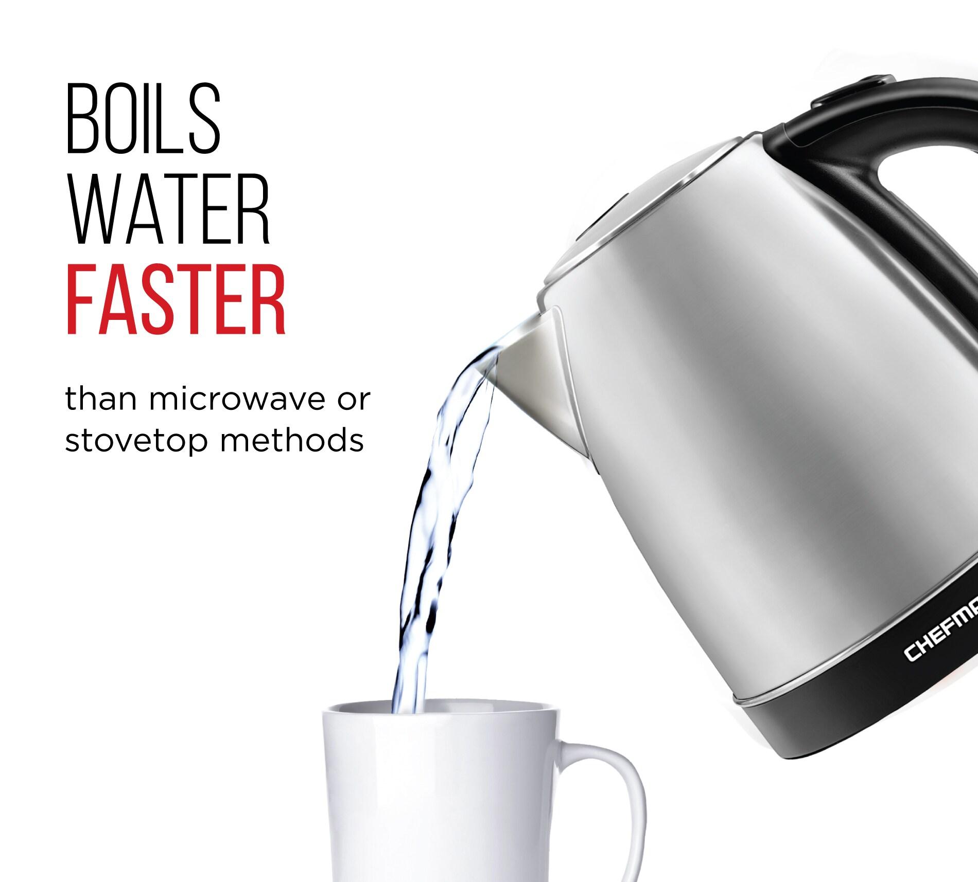 Chefman Rapid Boil 1.7L Electric Kettle w/ Swivel Base, Auto Shut Off - Stainless Steel