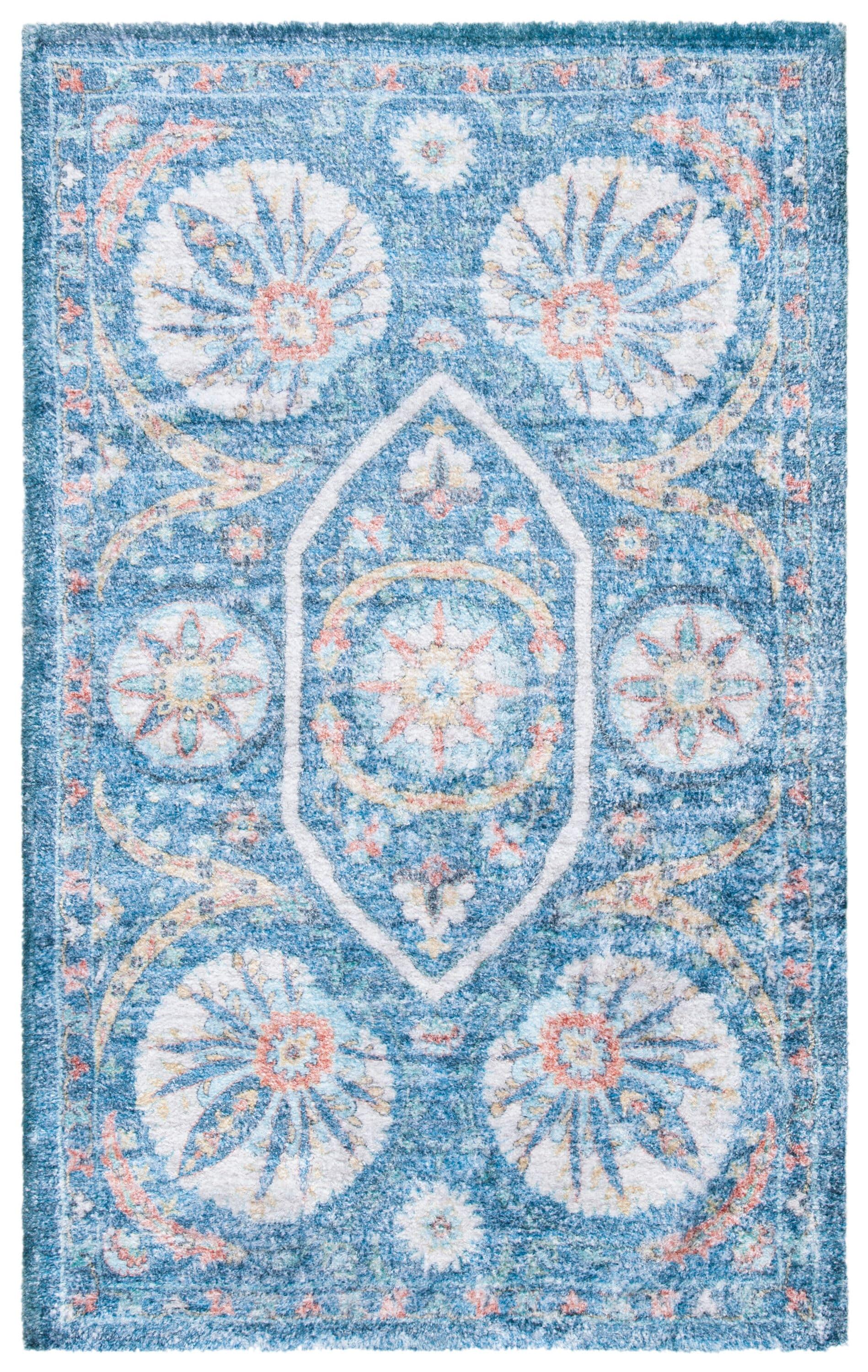 Saffron SFN551 Hand Loomed Area Rug - Blue/Creme - 3'x5' - Safavieh.