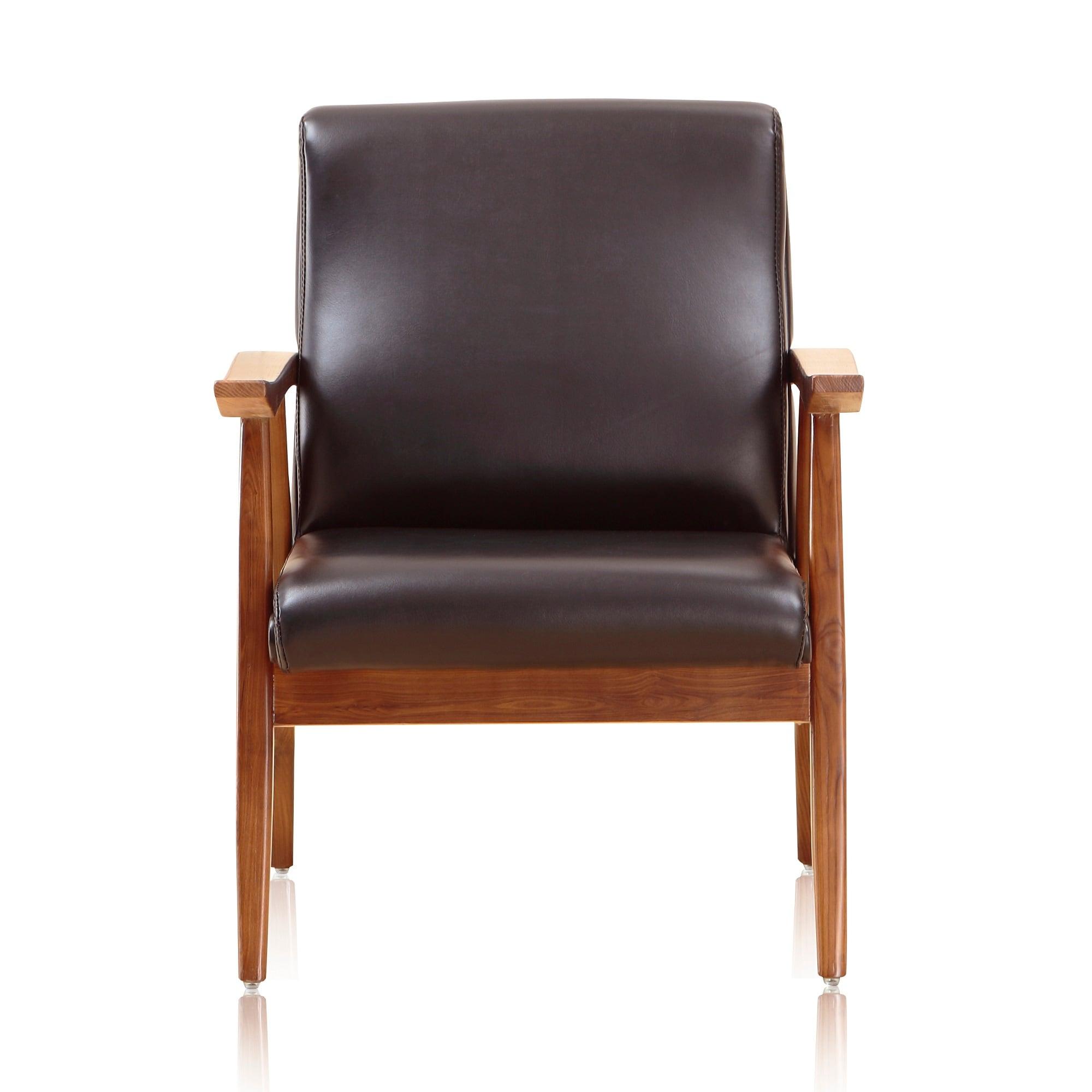 Set of 2 Archduke Faux Leather Accent Chairs Black - Manhattan Comfort: Beechwood Frame, No Assembly Required