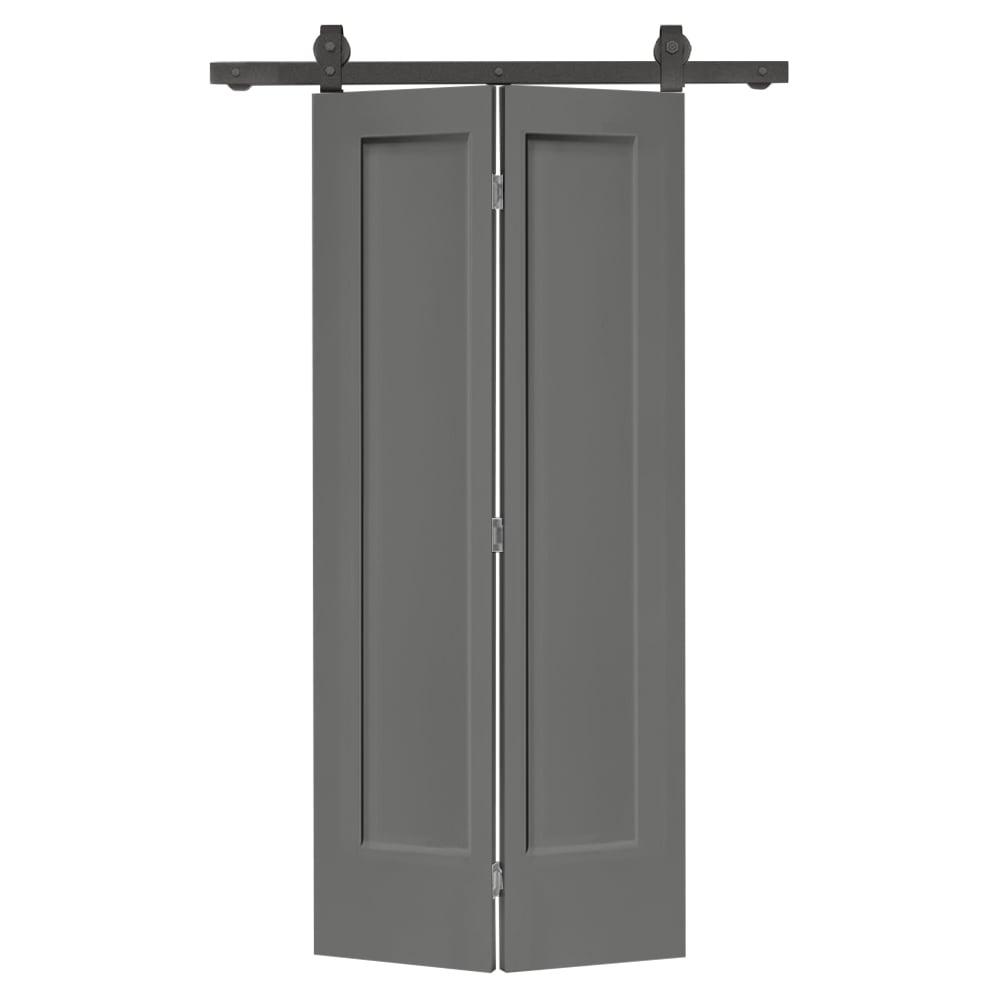 Calhome Paneled MDF Composite Bifold Barn Door with Installation Hardware Kit