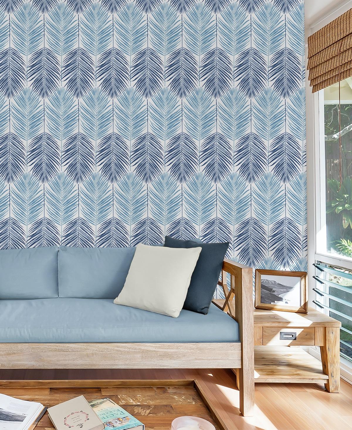 NextWall 30.75-Sq. Feet Blue Lagoon Vinyl Floral Self-adhesive Peel and Stick Wallpaper