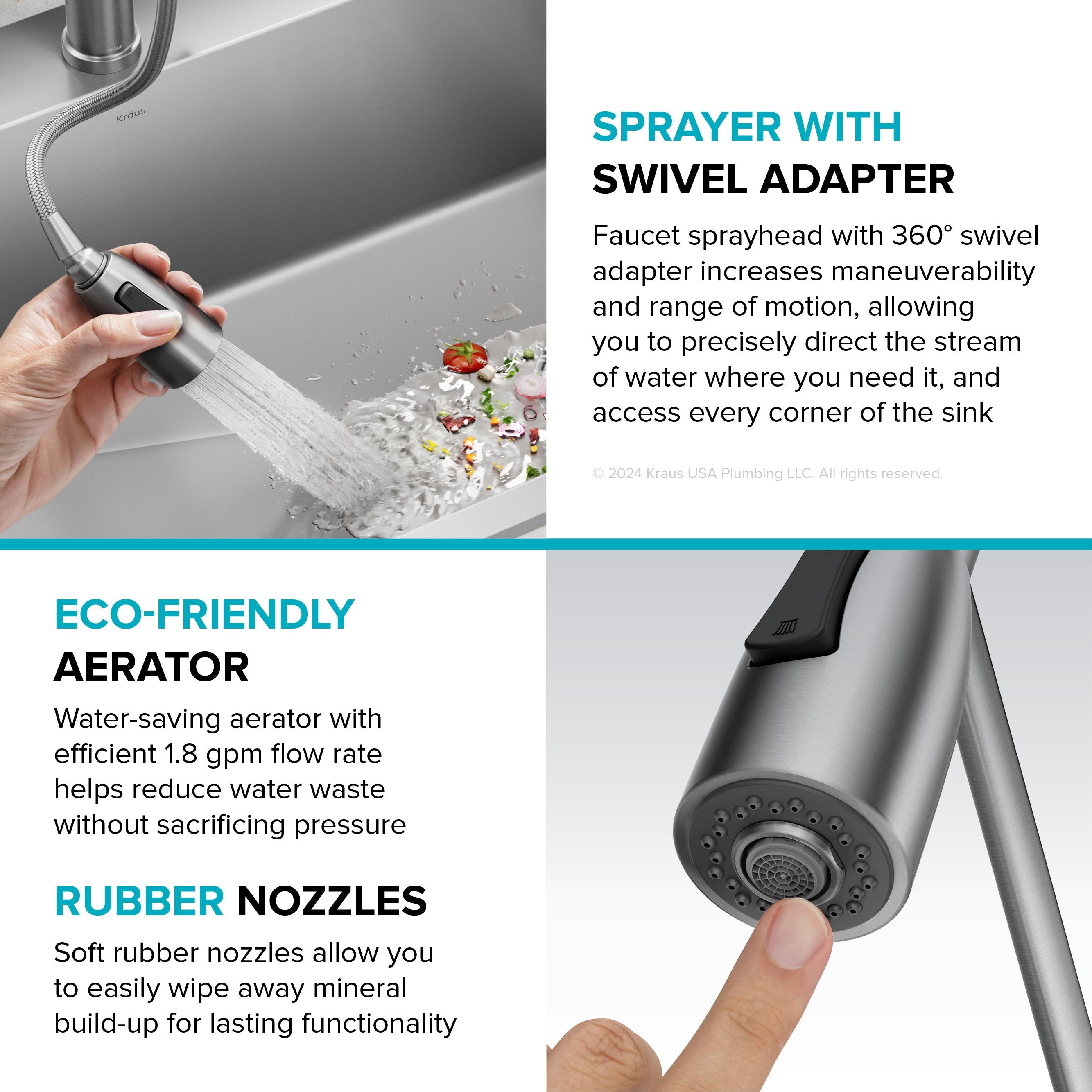 KRAUS Bolden Commercial Style 2-Function Single Handle Pull Down Kitchen Faucet