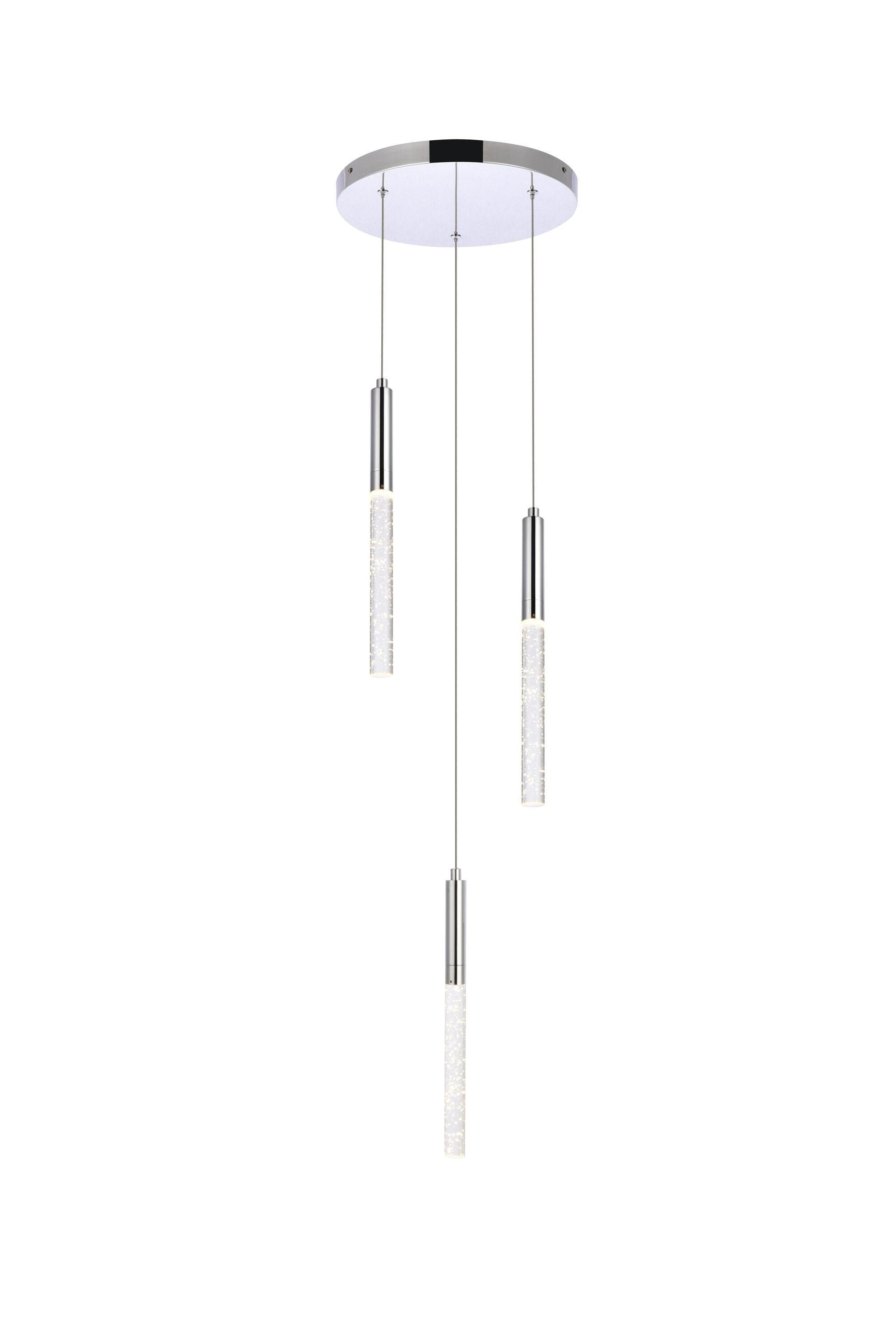 Elegant Lighting Ruelle 3 lights Chrome Pendant