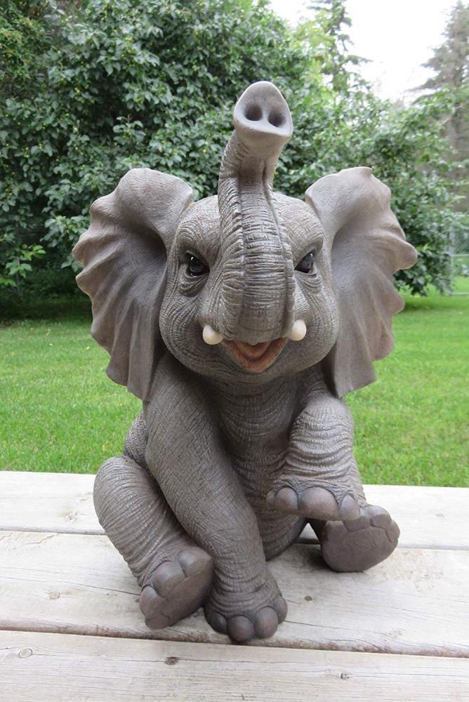Hi-Line Gift Ltd. Sitting Elephant Baby with Trunk up Statue