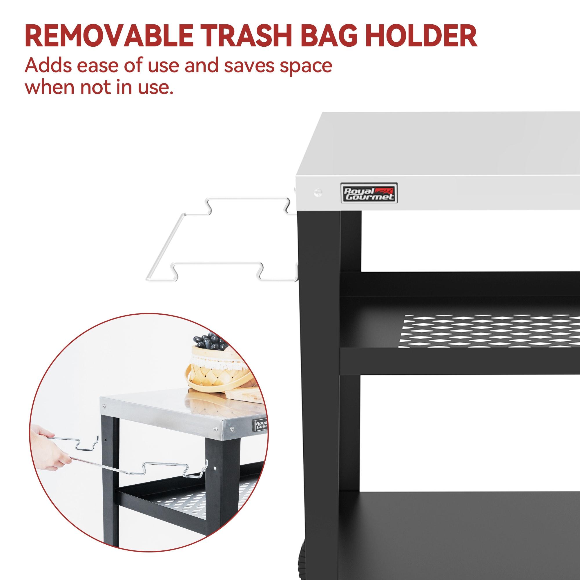 Royal Gourmet Royal Gourmet Movable 3-Shelf Grill Table with Removable Trash Bag Holder