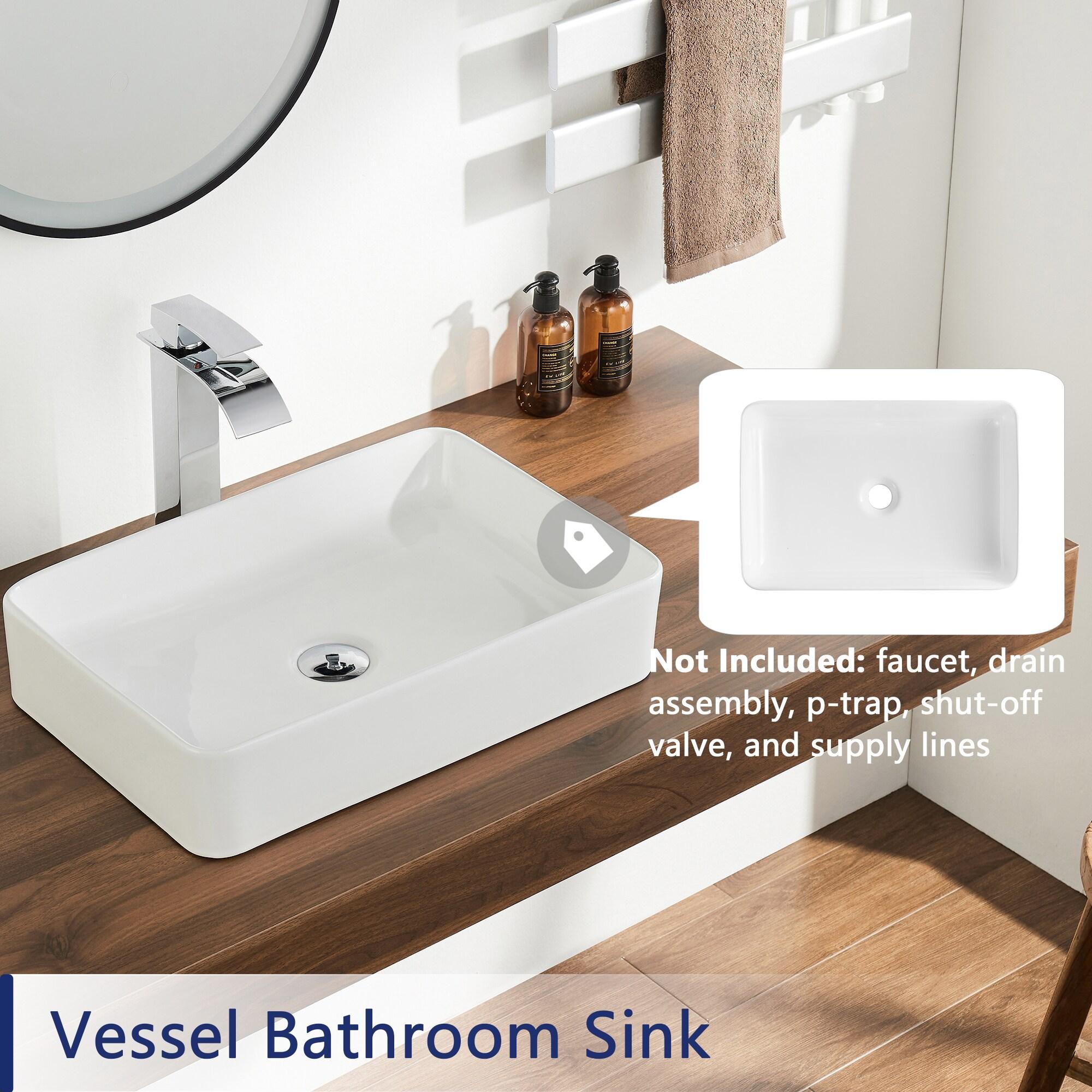 Ally 20" x 13'' Rectangular Vitreous China Vessel Bathroom Sink