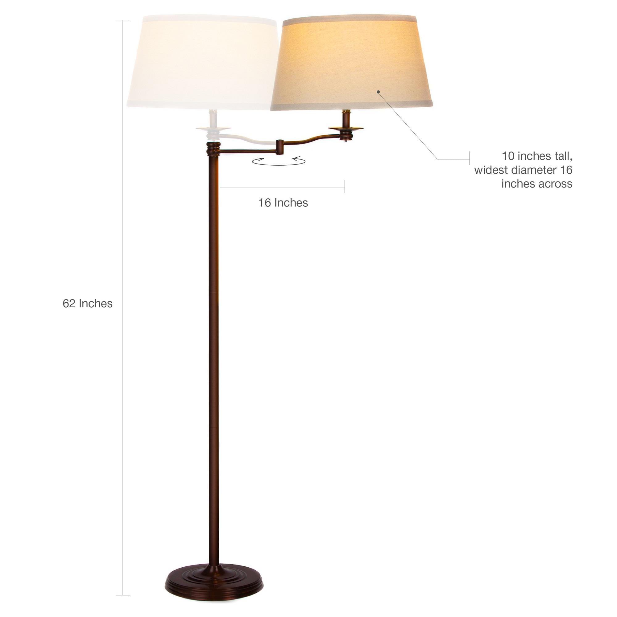 Caden 62 in. Mid-Century Modern Extendable LED Floor Lamp with Fabric Drum Shade