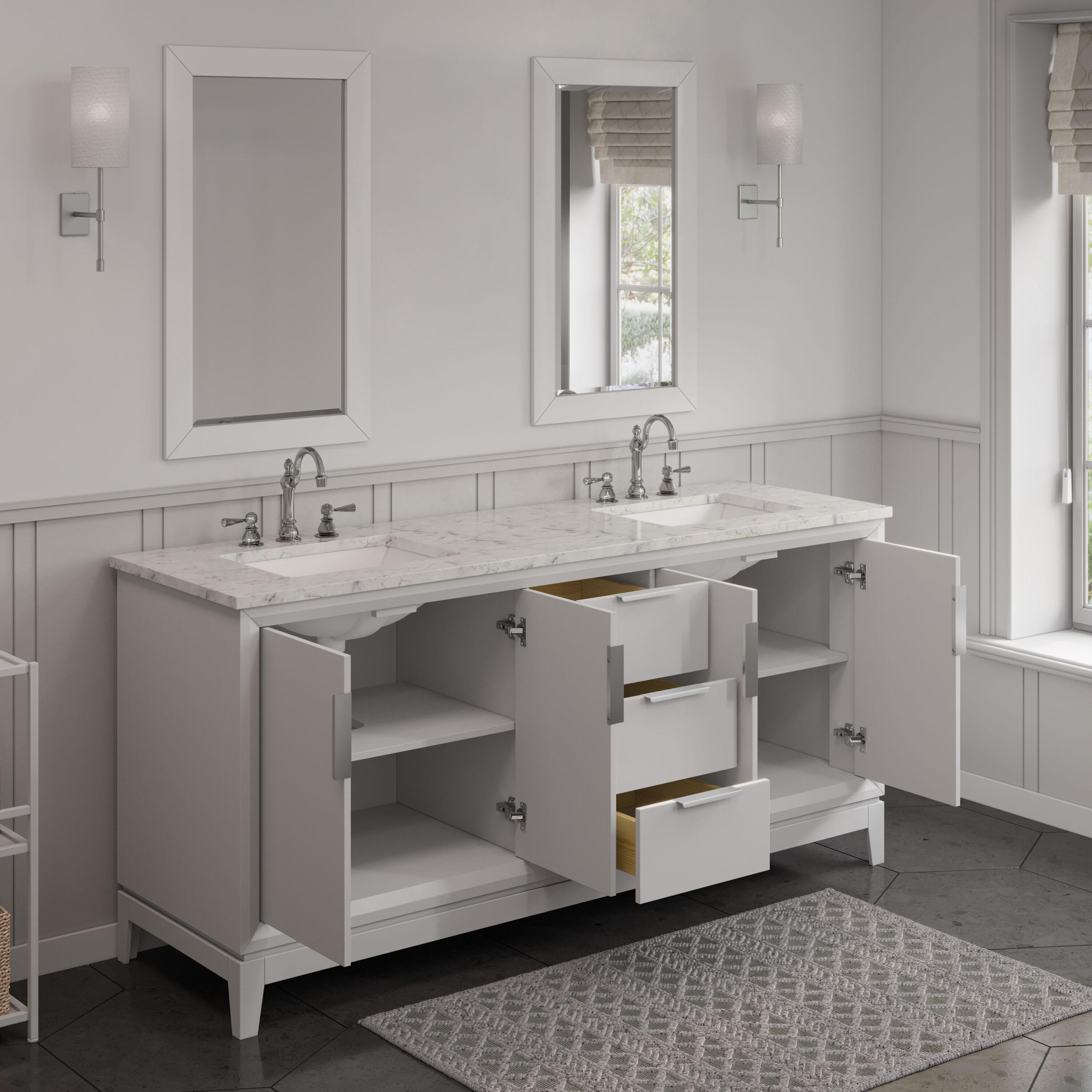 Water Creation Elizabeth 72" Wood Double Bathroom Vanity in White/Chrome