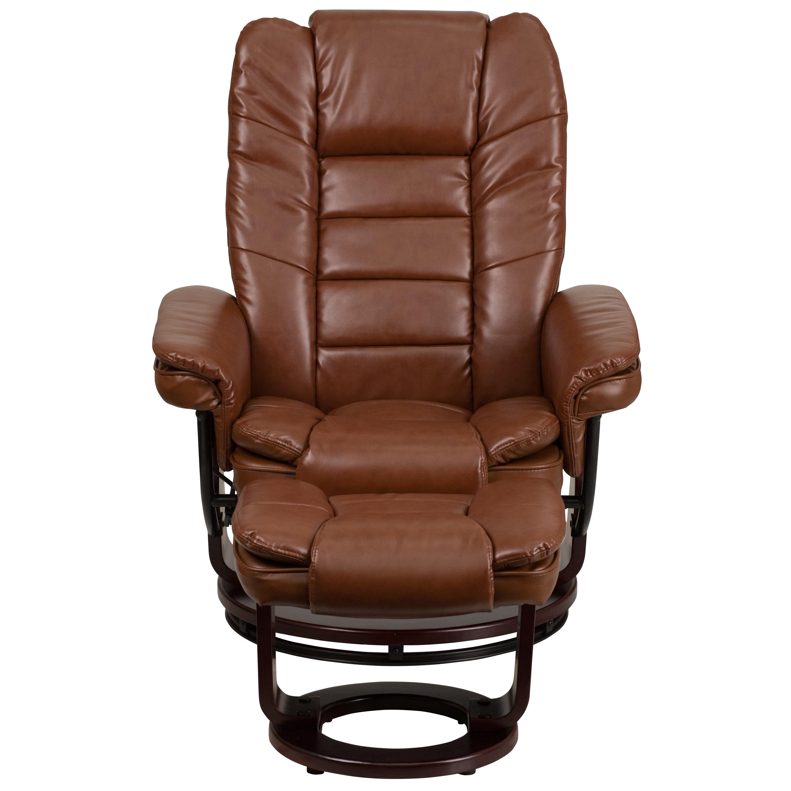 Bowery Hill Contemporary Leather Recliner in Vintage Brown Finish