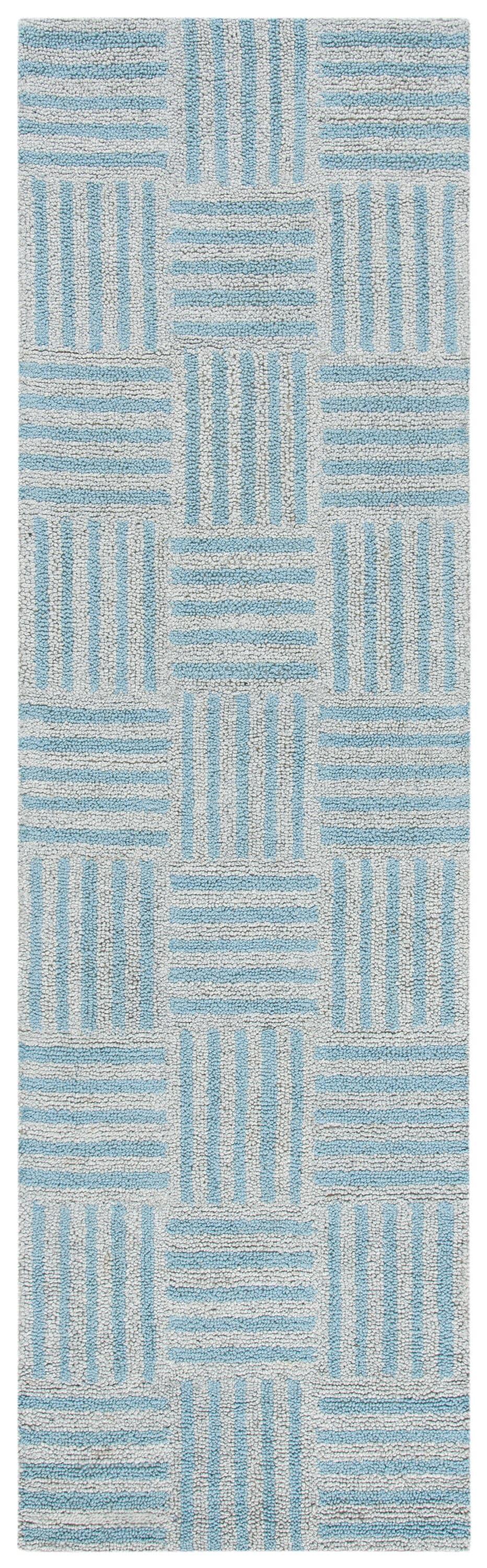 Abstract ABT602 Handmade Indoor Runner - Blue/Grey - 2'-3"x8' - Safavieh