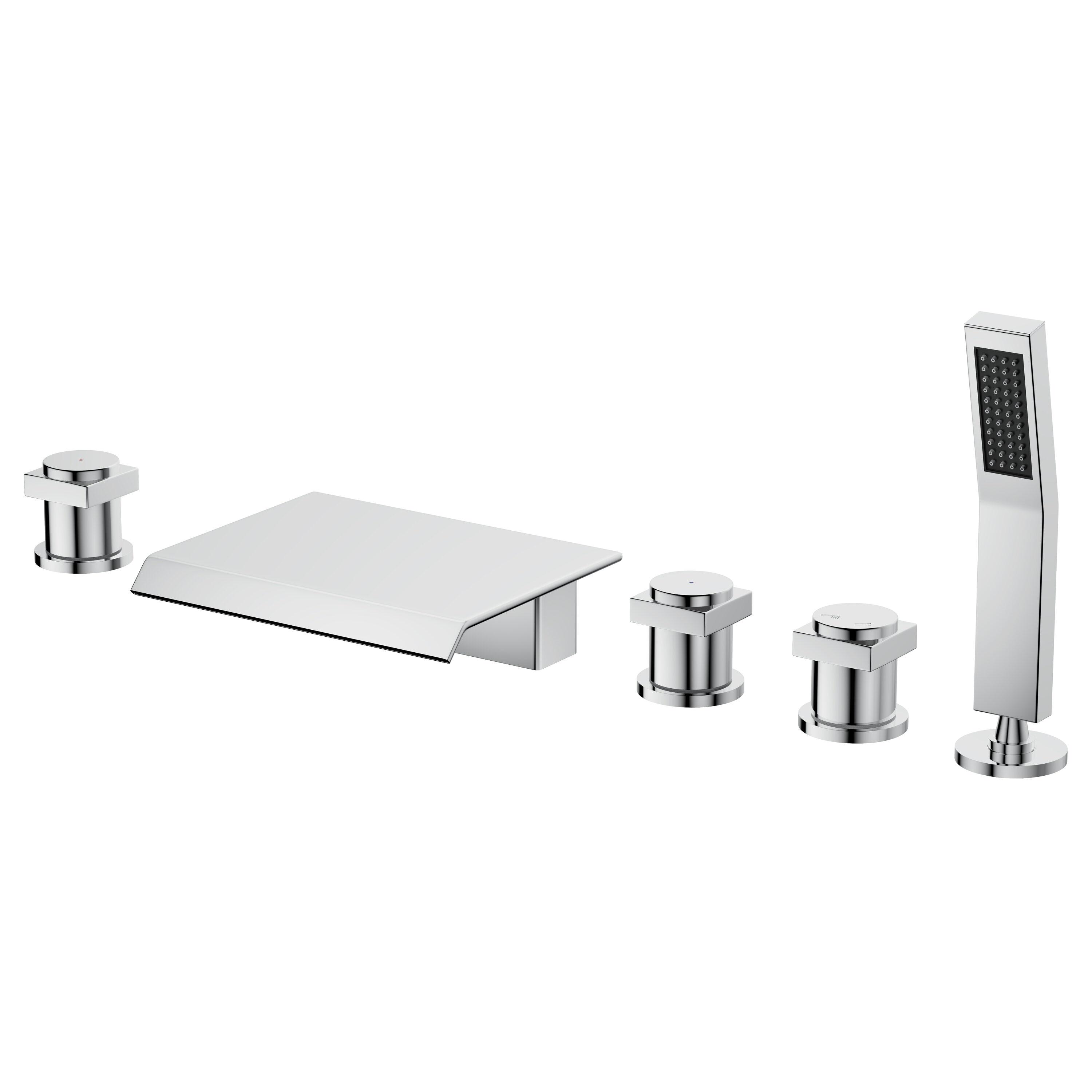 Single Handle Freestanding Bathtub Faucet with Diverter and Handshower