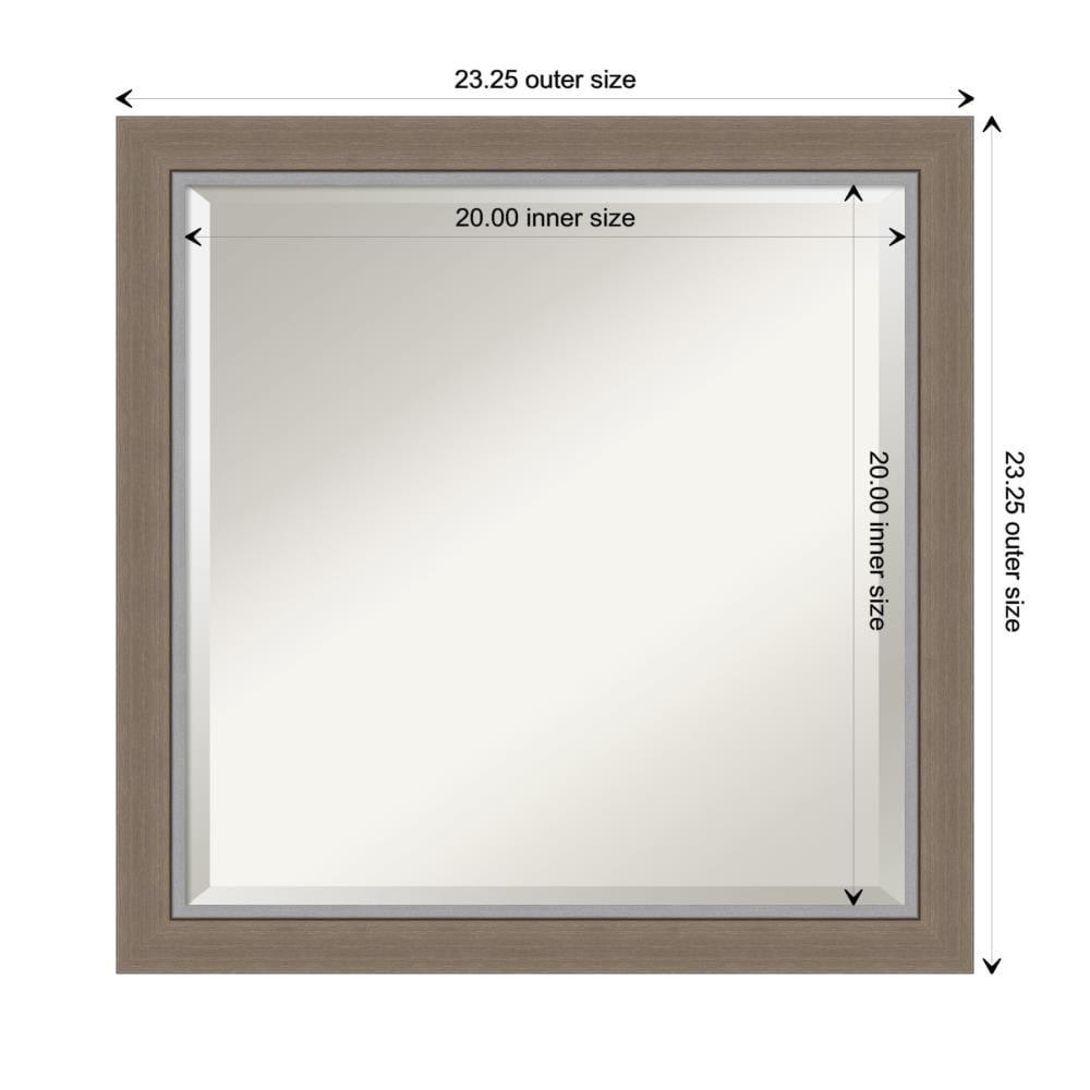 Amanti Art Beveled Bathroom Wall Mirror - Eva Narrow Frame Eva Brown Narrow Outer Size: 23 x 23 in Silver, Brown