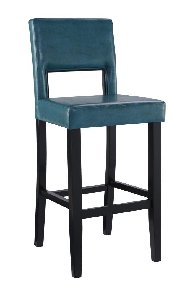 30" Vega Padded Back and Seat Faux Leather Barstool Blue - Linon: Upholstered, Rubberwood Legs, Fixed Height