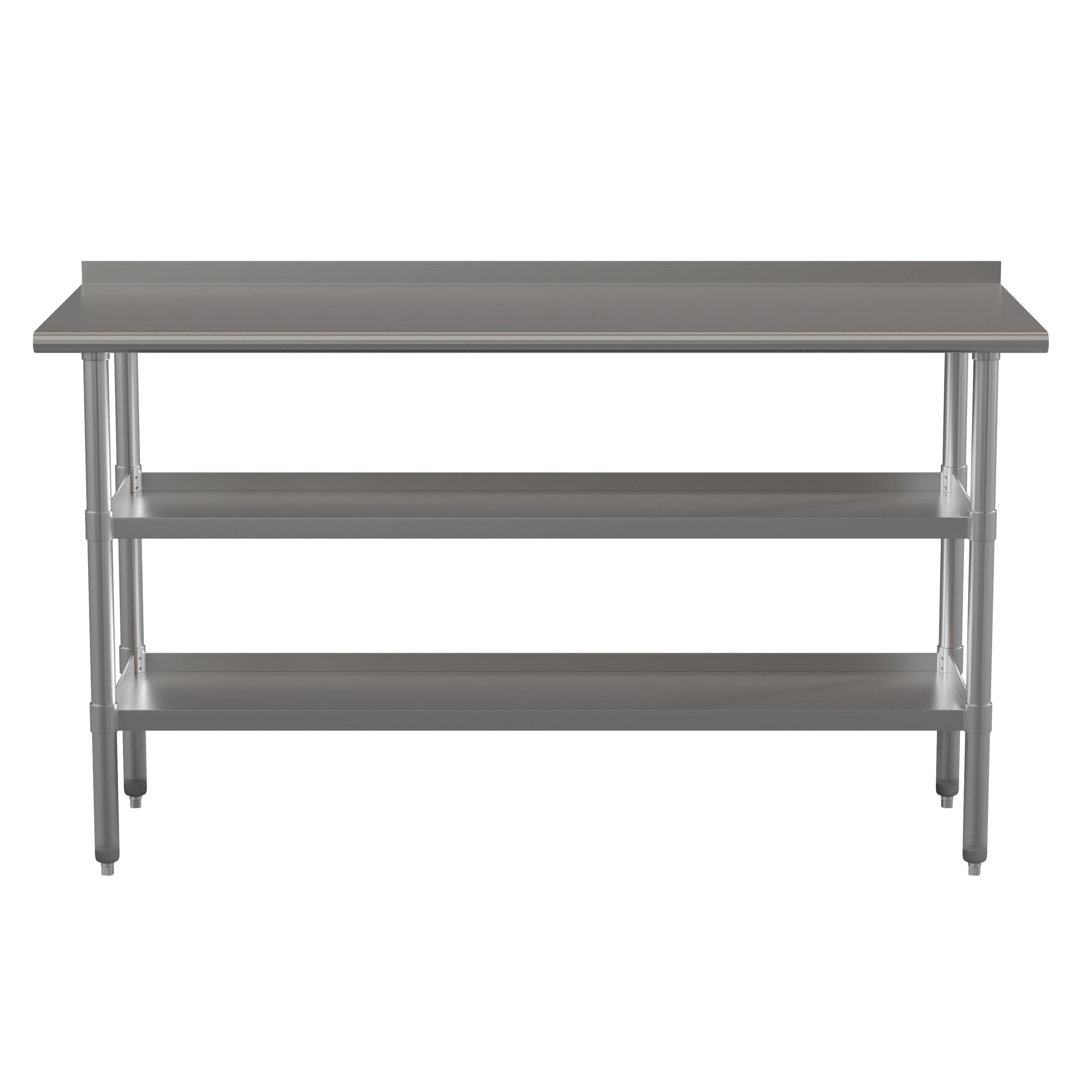 Woodford NSF Stainless Steel 18 Gauge Work Table - Backsplash and 2 Shelves