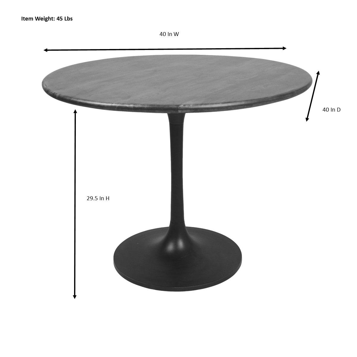 Carolina Living 40" Somerset Wood Top Round Dining Table Black: Elm Stained, Mango Wood, Pedestal Base