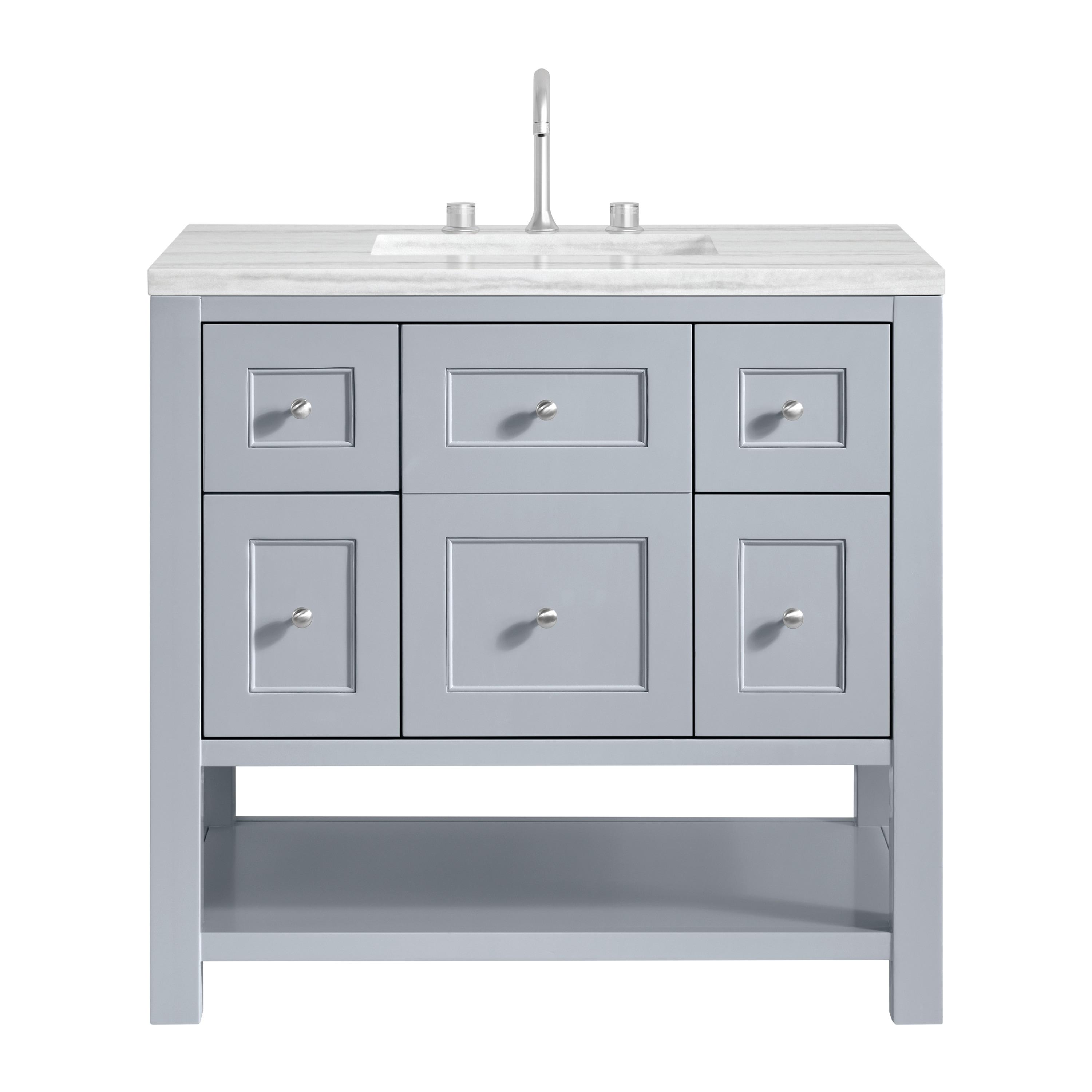 James Martin Vanities 330-V36-SRB-3LDL 36 in. Breckenridge Single Vanity with 3 cm Lime Delight Quartz Top, Serenity Blue