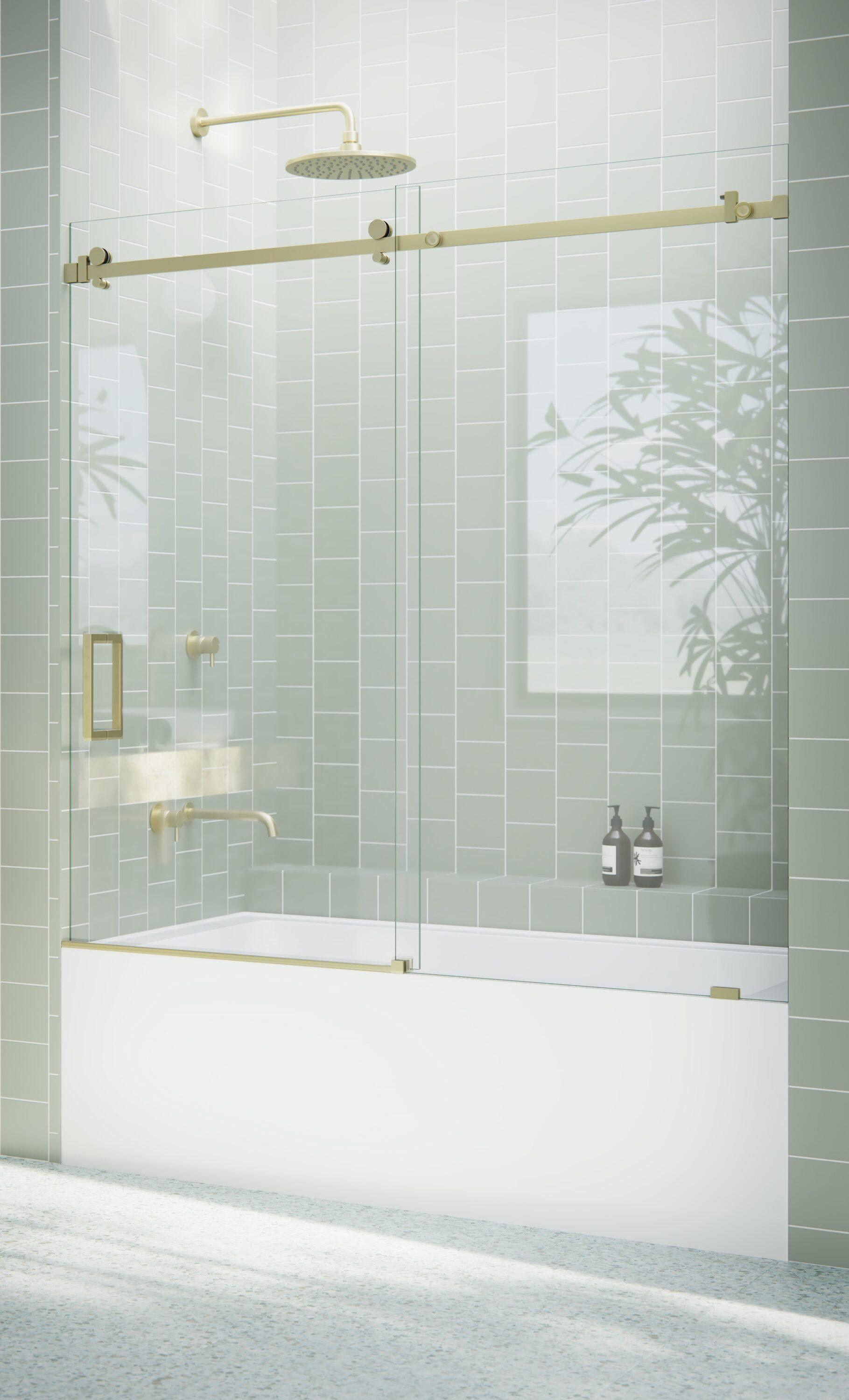 Astro 56 in. - 60 in. x 60 in. Frameless Sliding Bathtub Door