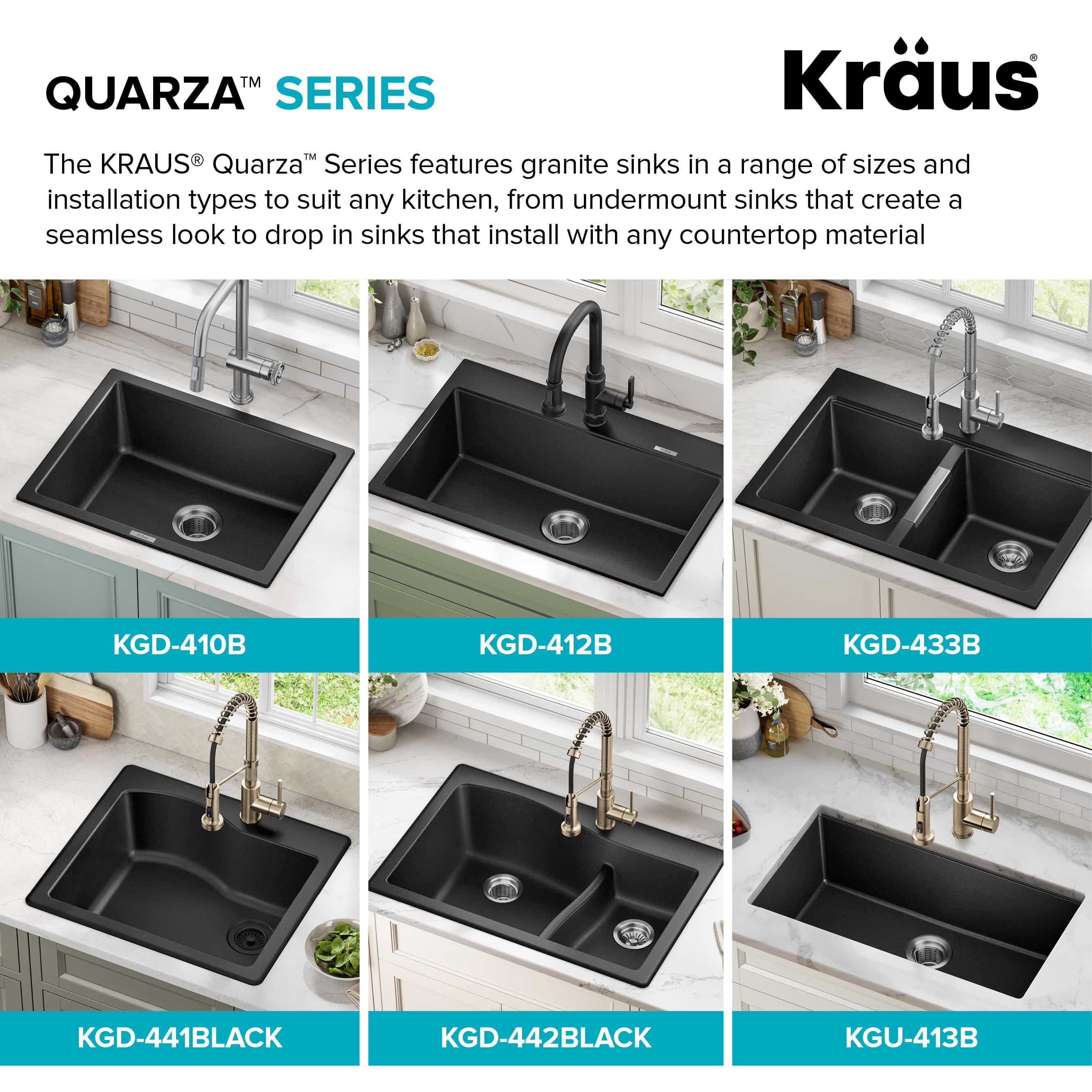 KRAUS 31 inch L Undermount Single Bowl Black Onyx Granite Kitchen Sink