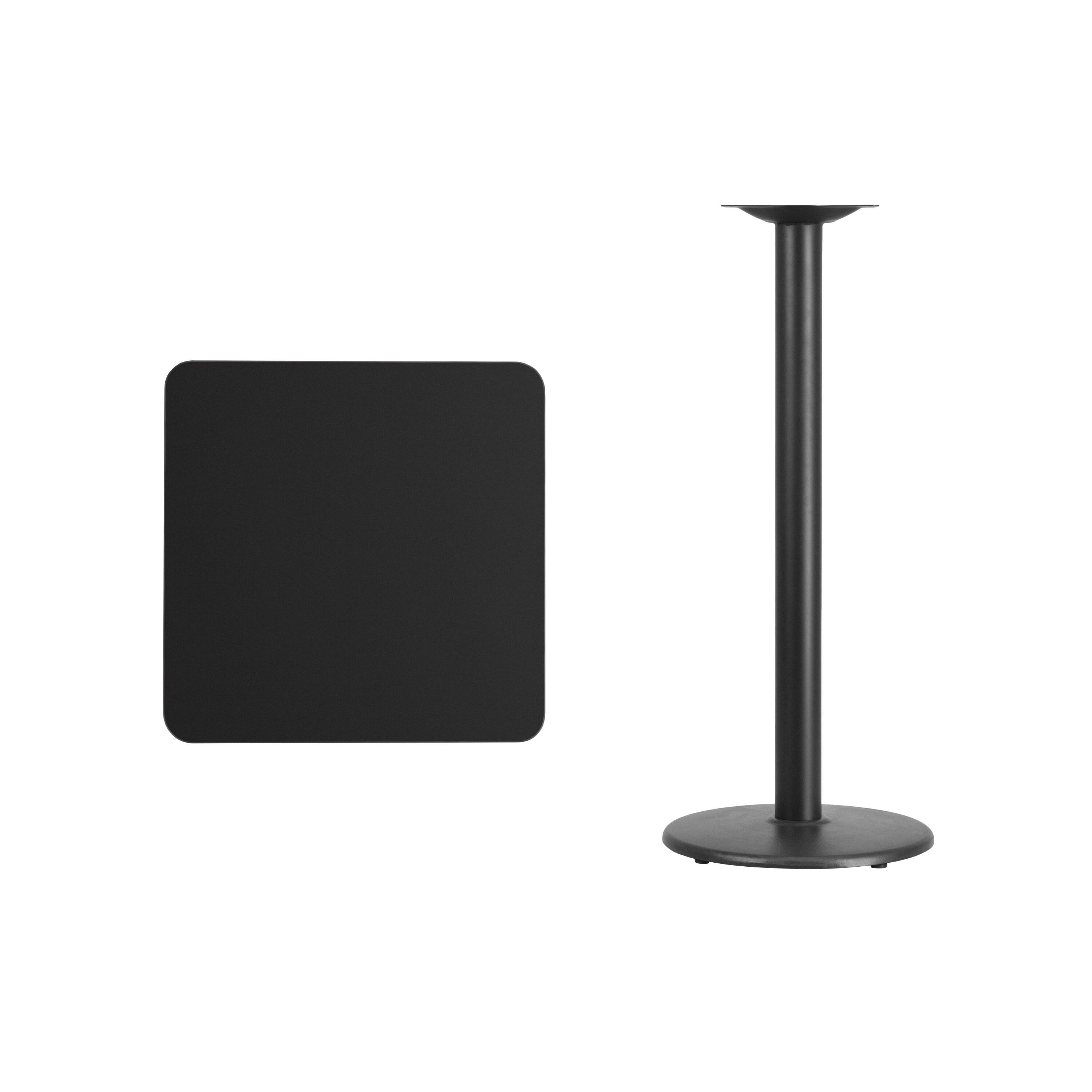 Flash Furniture Stiles 24'' Square Black Laminate Table Top with 18'' Round Bar Height Table Base