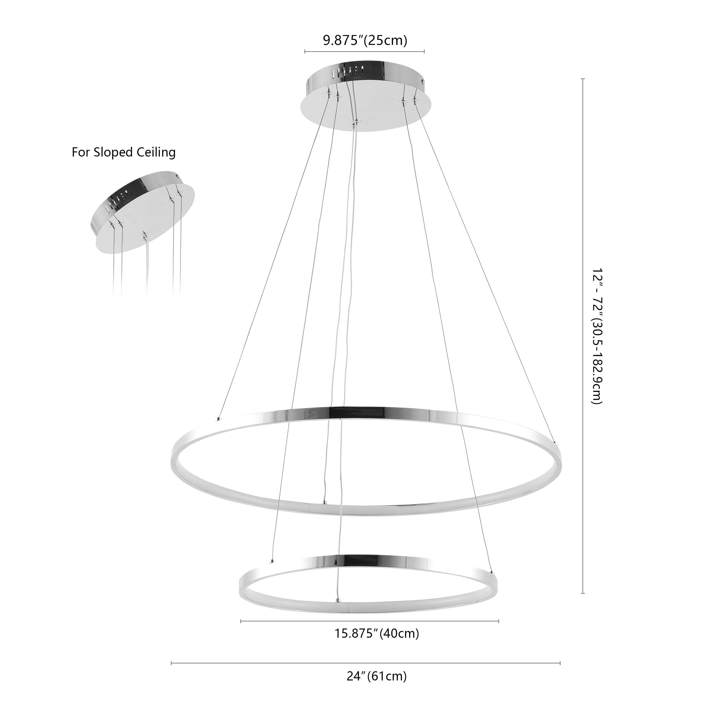 Brice 24″ 2-Light Modern Bohemian Iron Integrated LED Pendant, Chrome