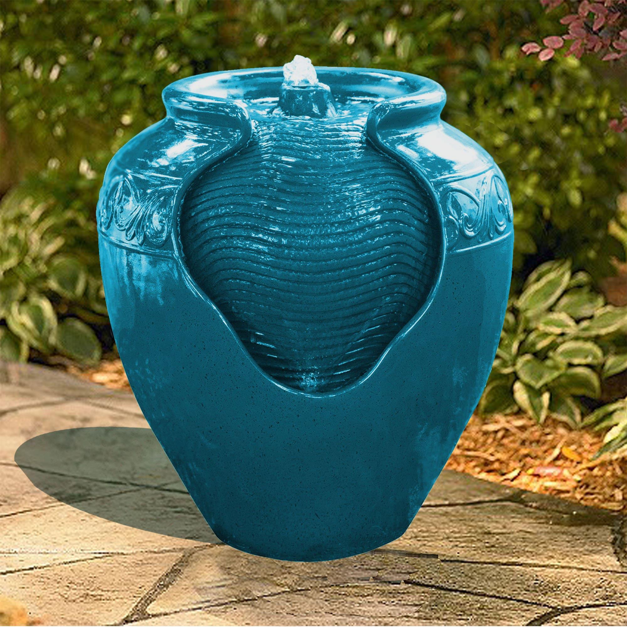 Teamson Home 16.93" Outdoor Glazed Pot Water Fountain