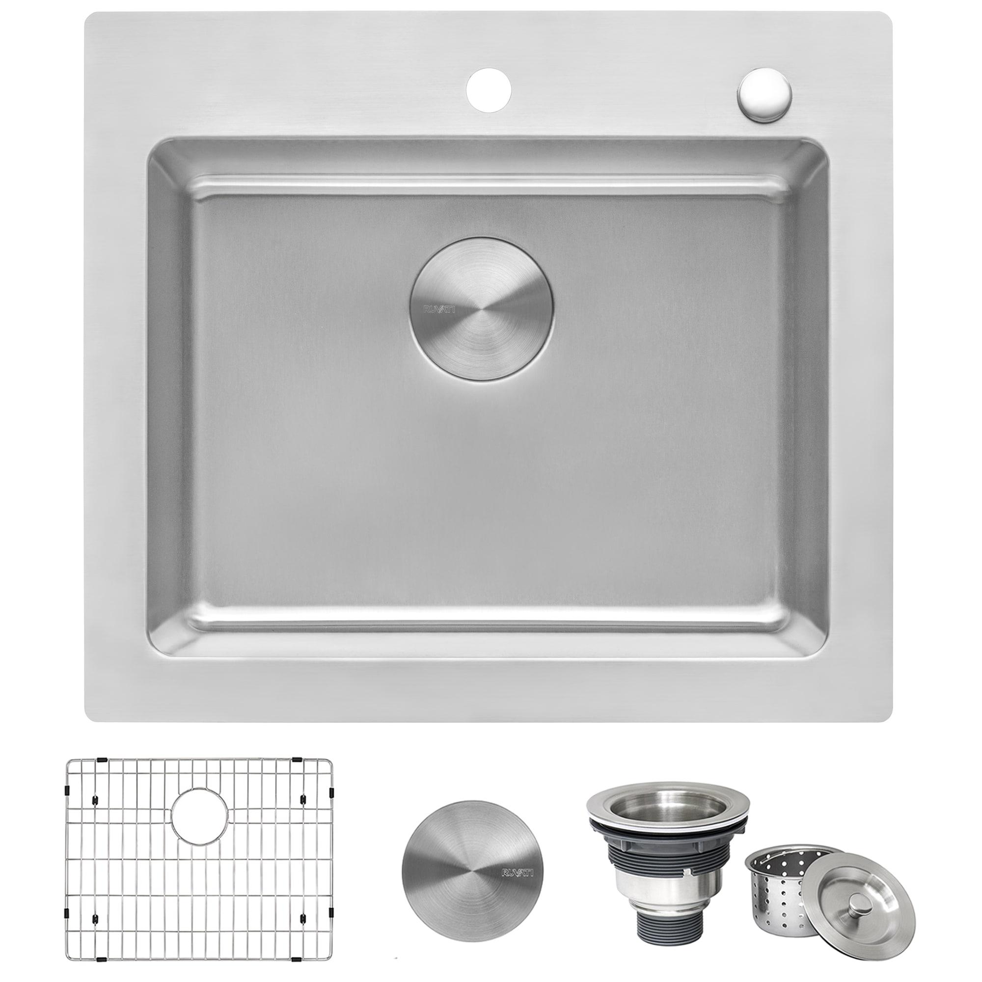 Ruvati 25 x 22 inch Drop-in Topmount Kitchen Sink 16 Gauge Stainless Steel Single Bowl