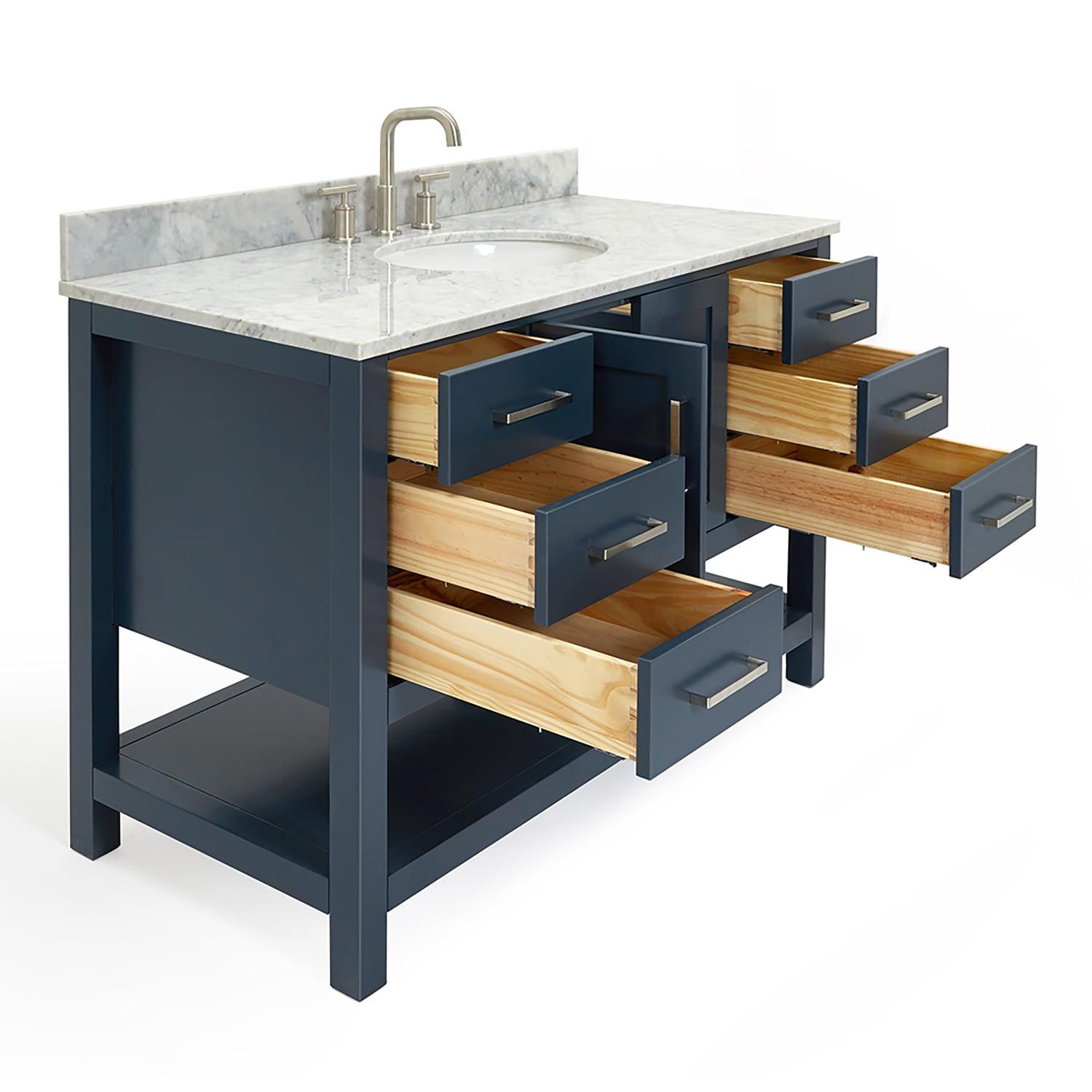 Midnight Blue 49" Single Basin Vanity with Carrara White Top