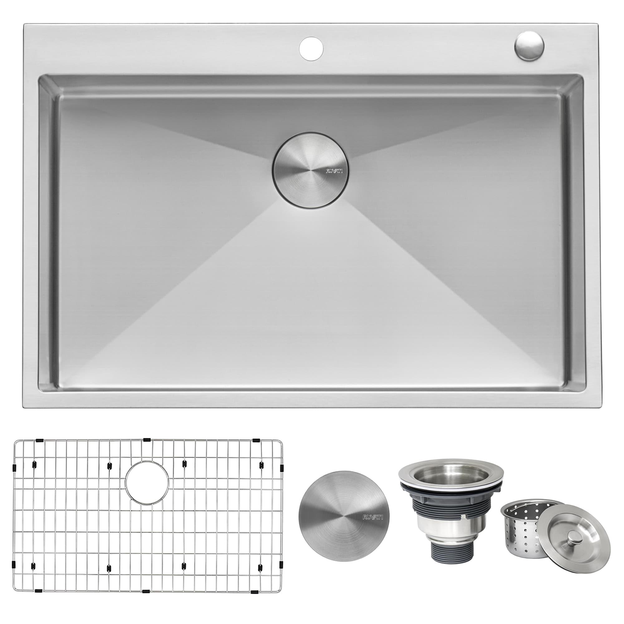 Ruvati 33 x 22 inch Drop-inStainless Steel Rounded Corners Topmount Kitchen Sink Single Bowl