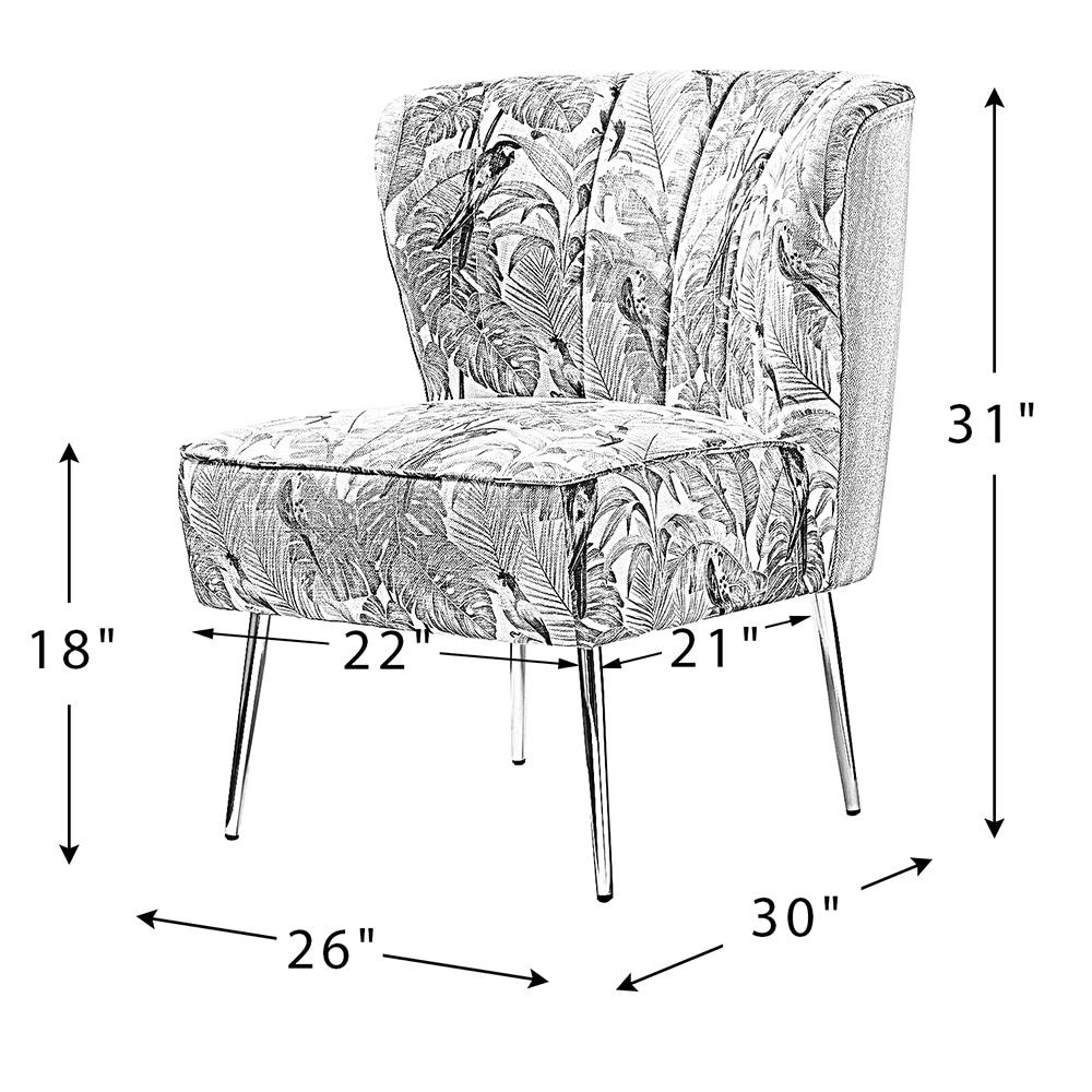 Floral Accent Chair Upholstered Wingback Sofa Tufted Back Golden Legs Flower Butterfly  Dining Home Living Room Bedroom Black