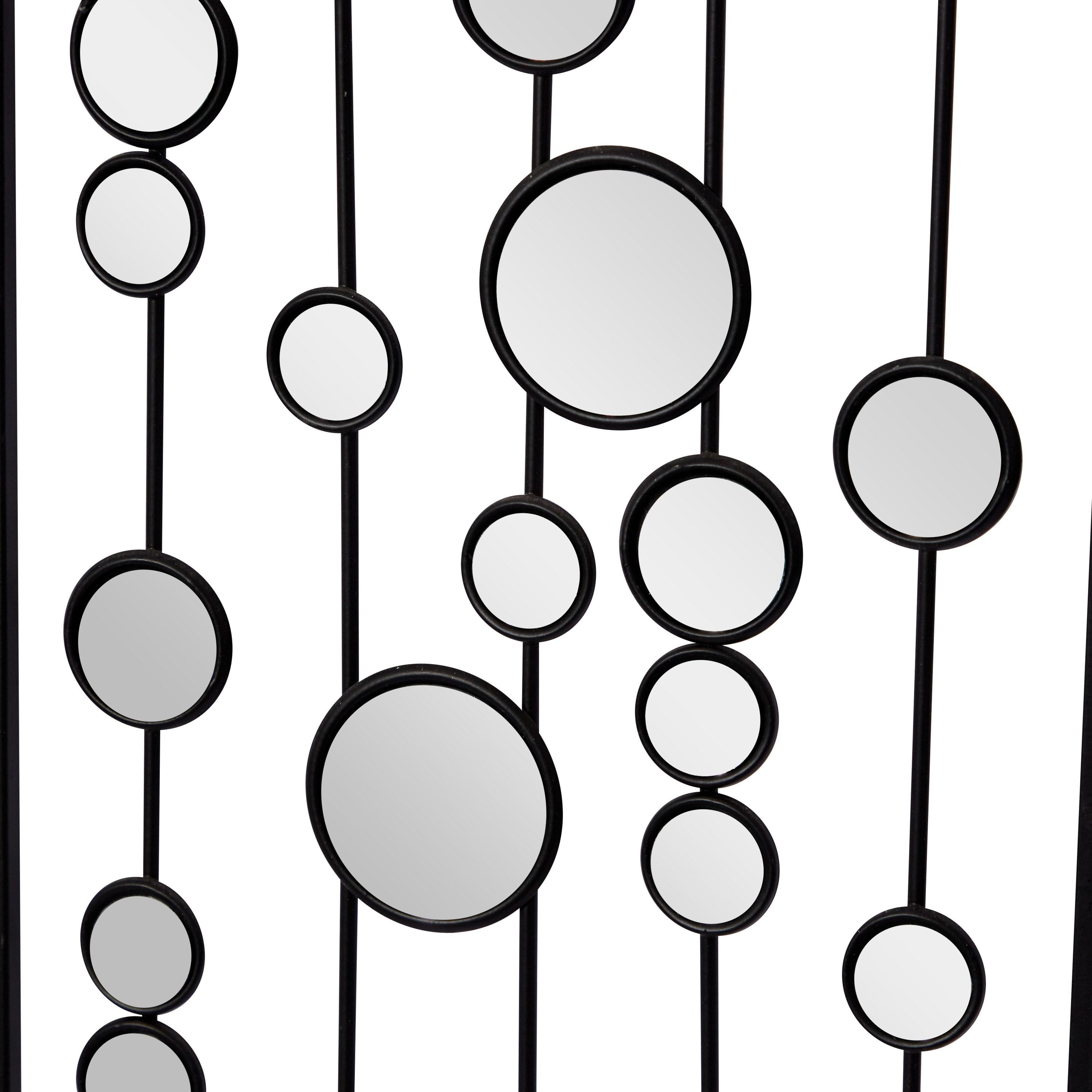 Mercer41 Metal Geometric Black Wall Decor with Round Mirror Accents Set