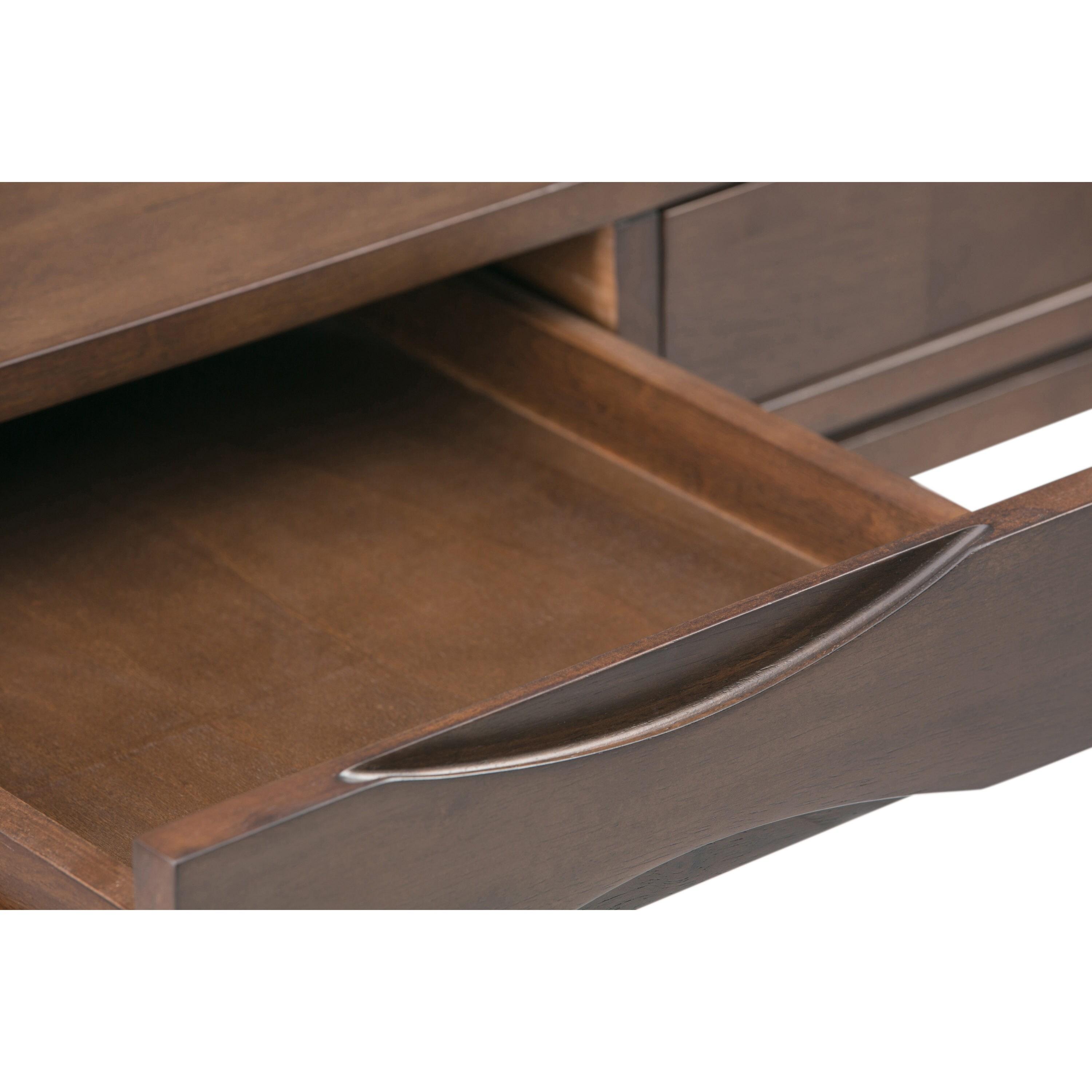 Simpli Home Harper Solid Wood Desk, Contemporary Style with Keyboard Tray and Storage
