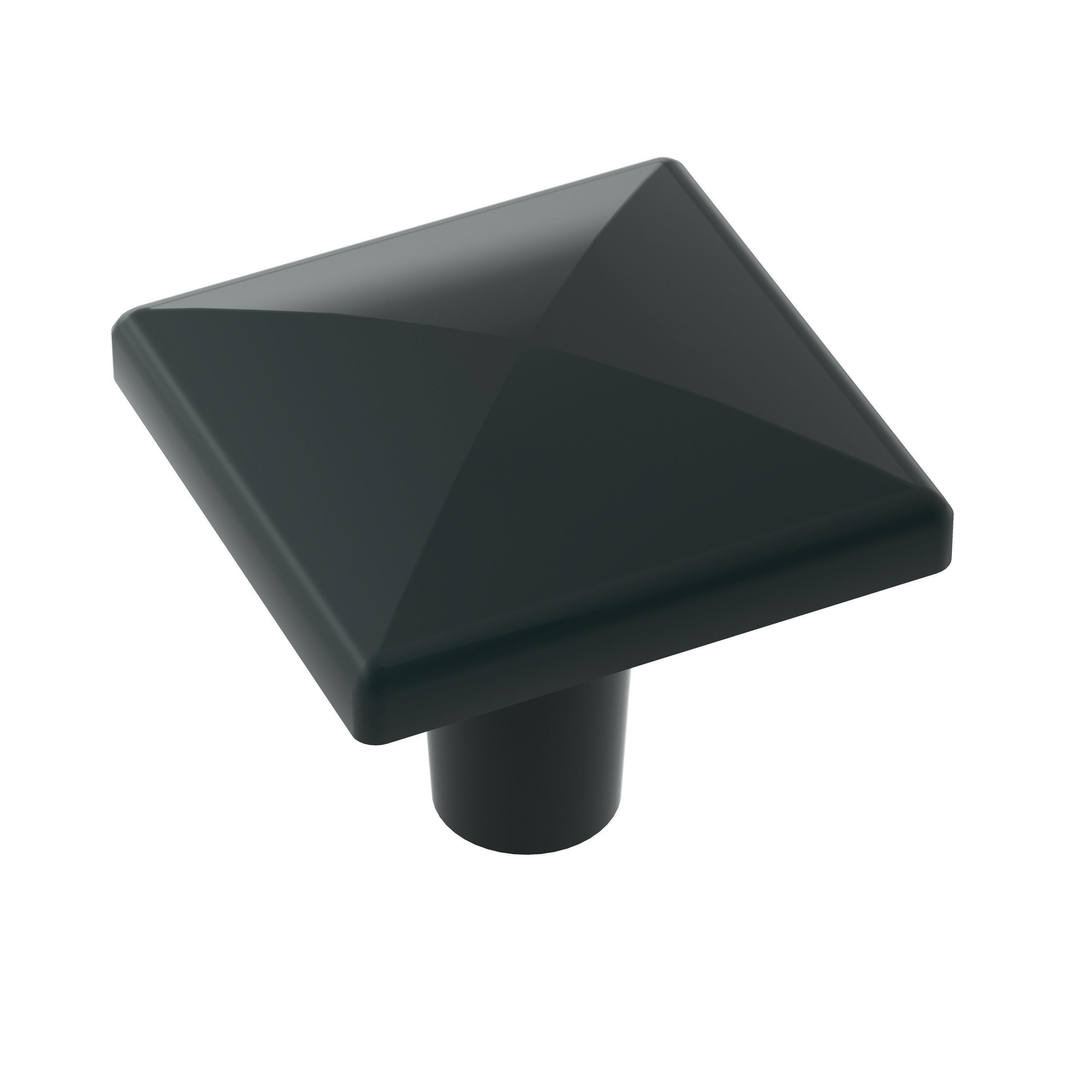 Matte Black Geometric Square Cabinet Knob 1-1/8 inch