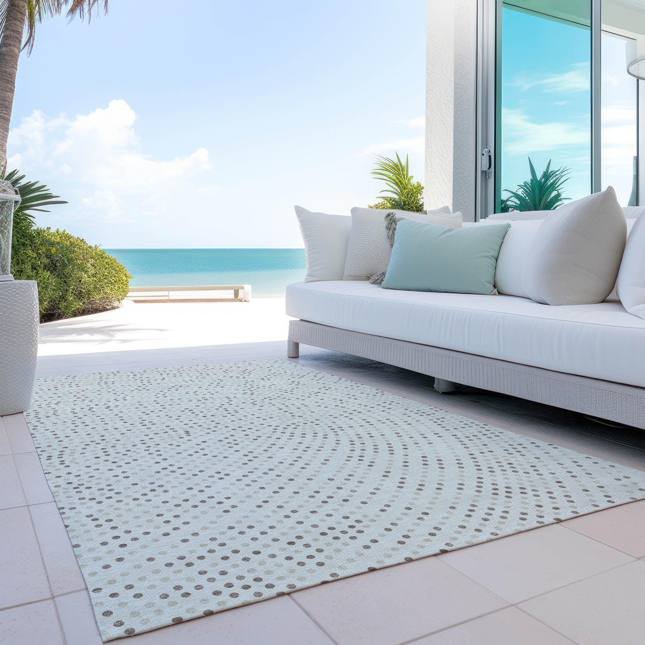 Machine Washable Indoor/Outdoor Chayden ACN1021 Ivory 8' x 8' Round Rug