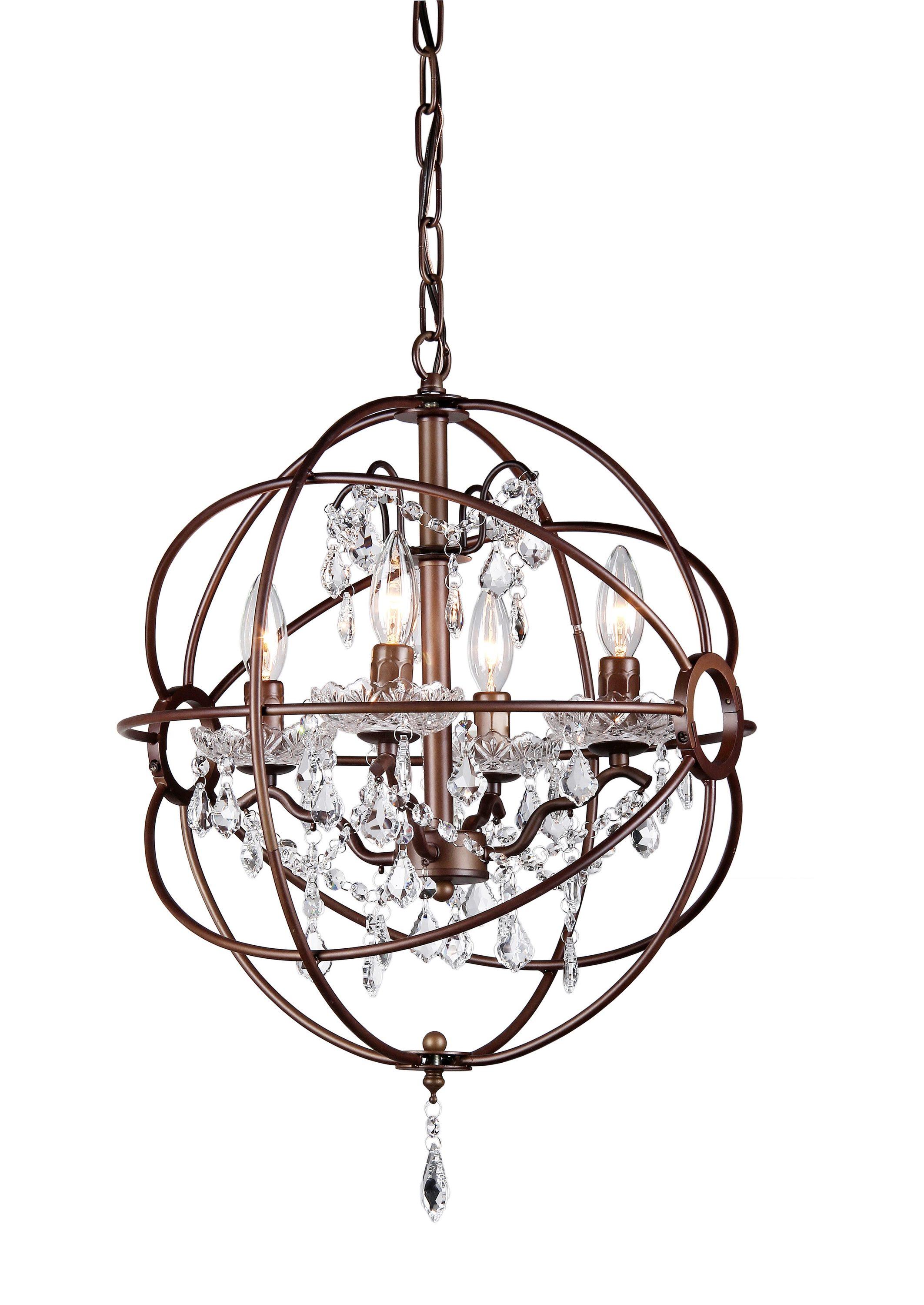 Warehouse of Tiffany Edwards Antique Bronze 16-inch 4-light Crystal Chandelier