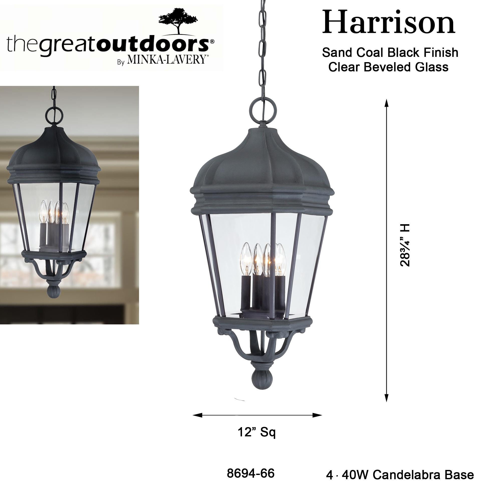 Minka Lavery Rustic Outdoor Hanging Light Fixture Black Damp Rated 28 3/4" Clear Beveled Glass for Post Exterior Porch Yard Patio