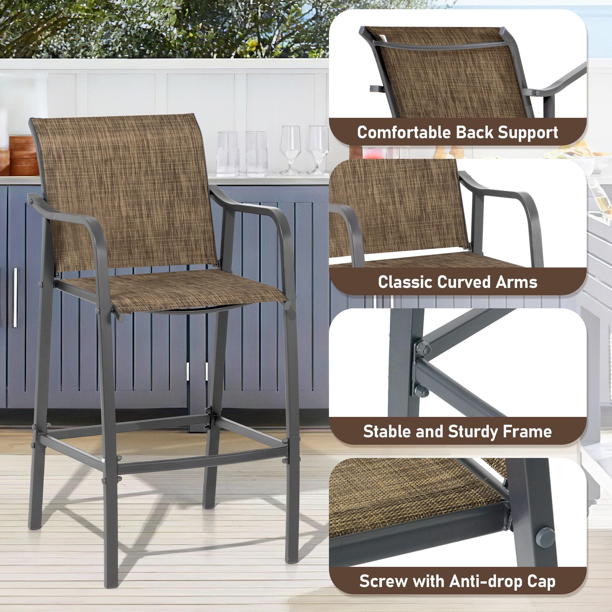 Crestlive Products Lightweight with Curved Backrest Weather-Resistant Bar Stools Set of 2, Earth