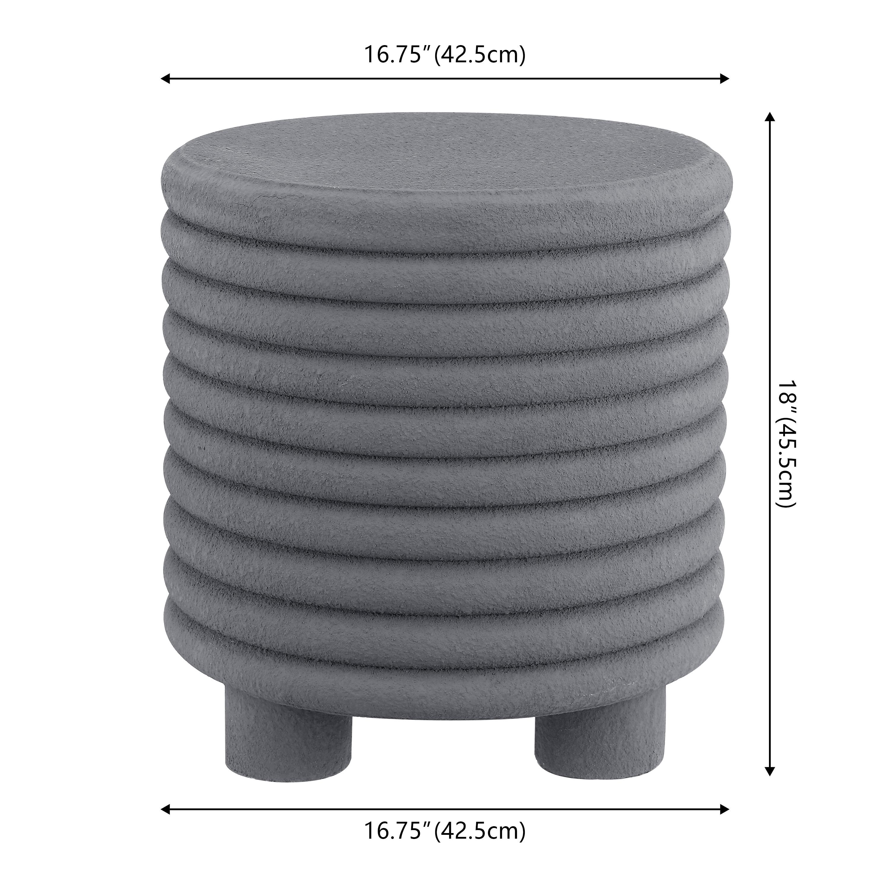 Evans 18" Minimalist Modern 3-Legged Drum Accent Table, Gray Frosted - JONATHAN Y