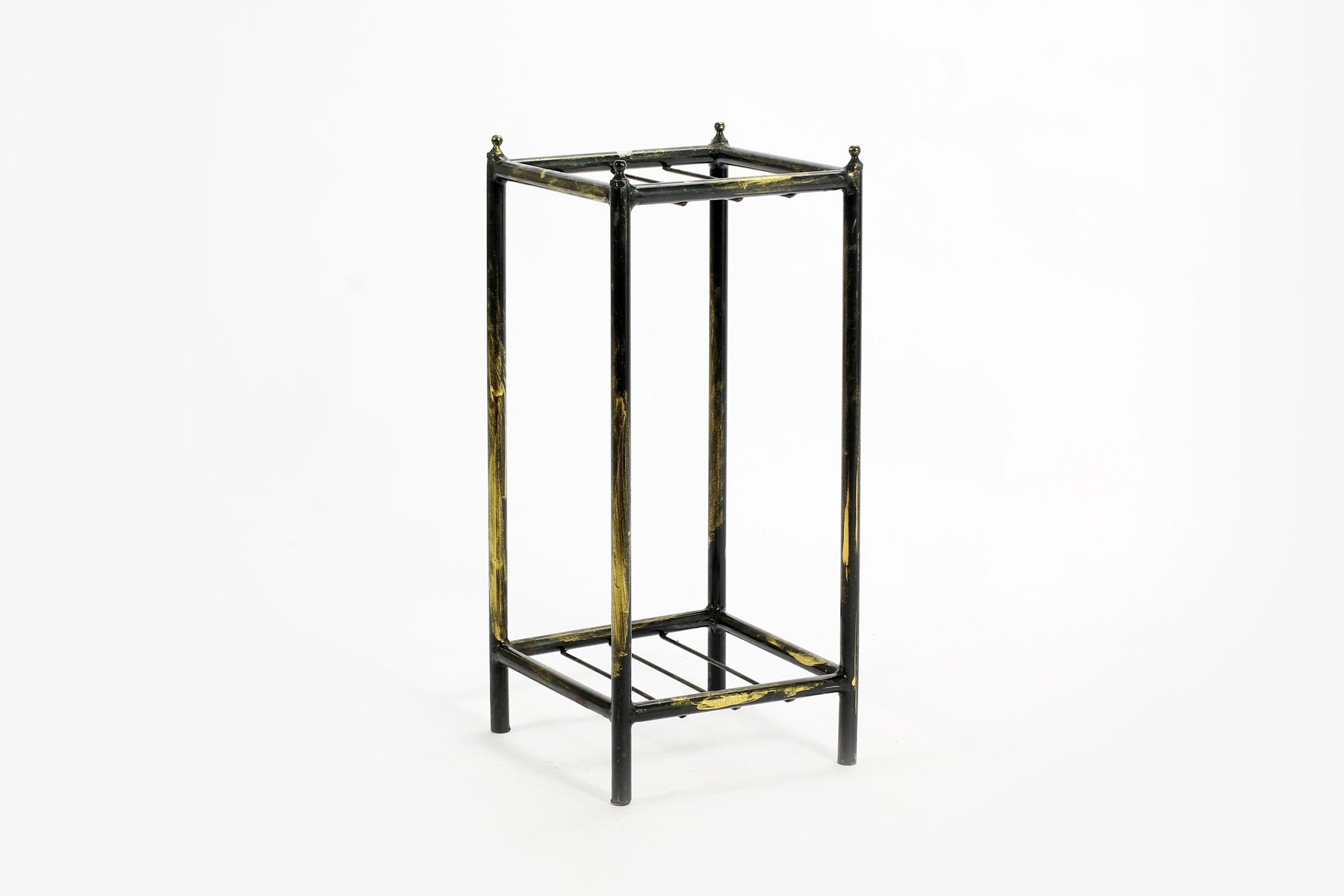 HEIMAO Stone Slab 2 Tier Small Square Cast Metal Plant Stand