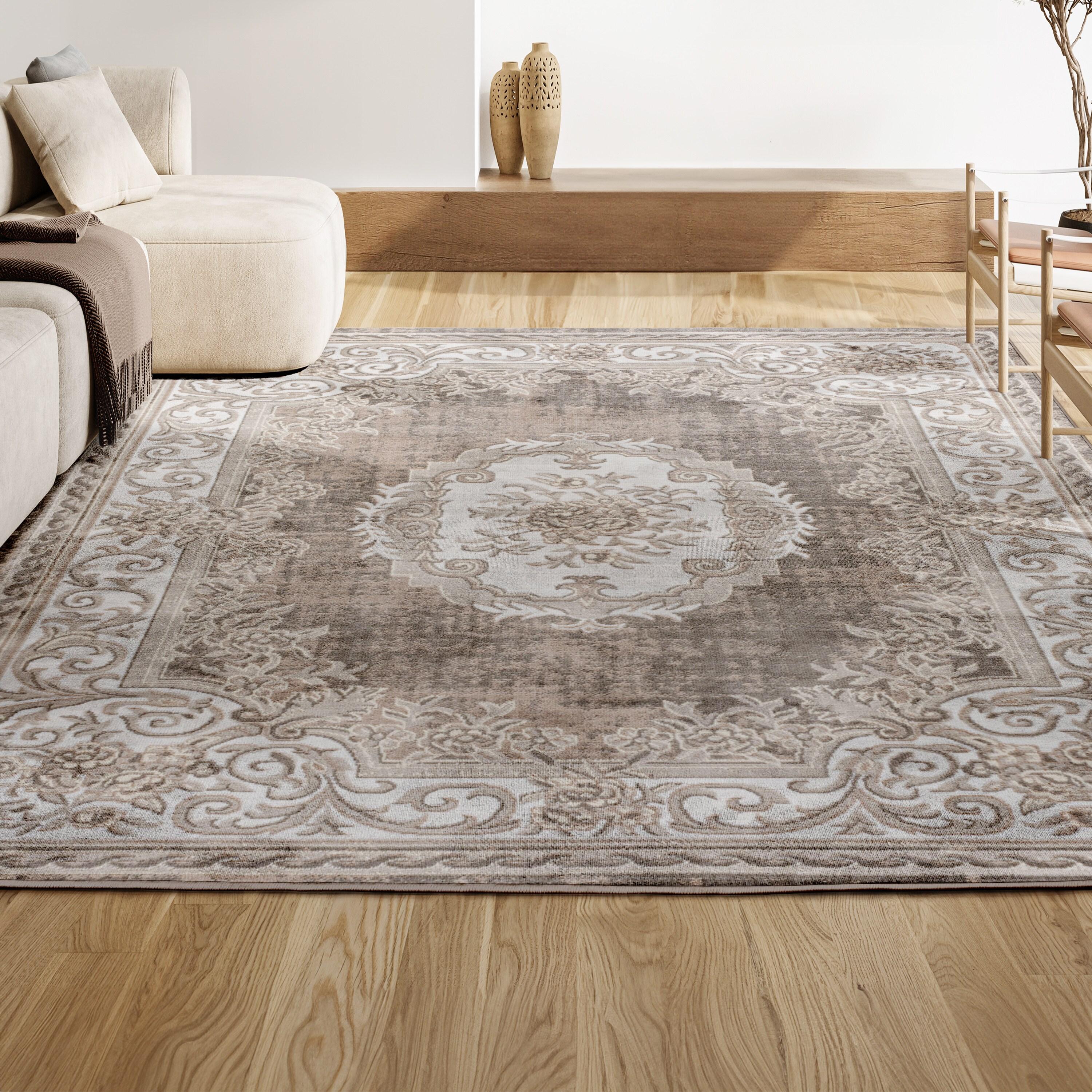 JONATHAN Y Rosalia Cottage Medallion Gray/Ivory 5 ft. x 8 ft. Area Rug