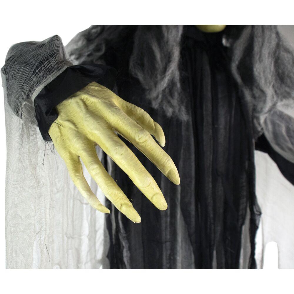 Haunted Hill Farm 9.5-Ft. Animatronic Witch, Indoor or Covered Outdoor Halloween Decoration, Light-up White Eyes, HHWITCH-16FLSA