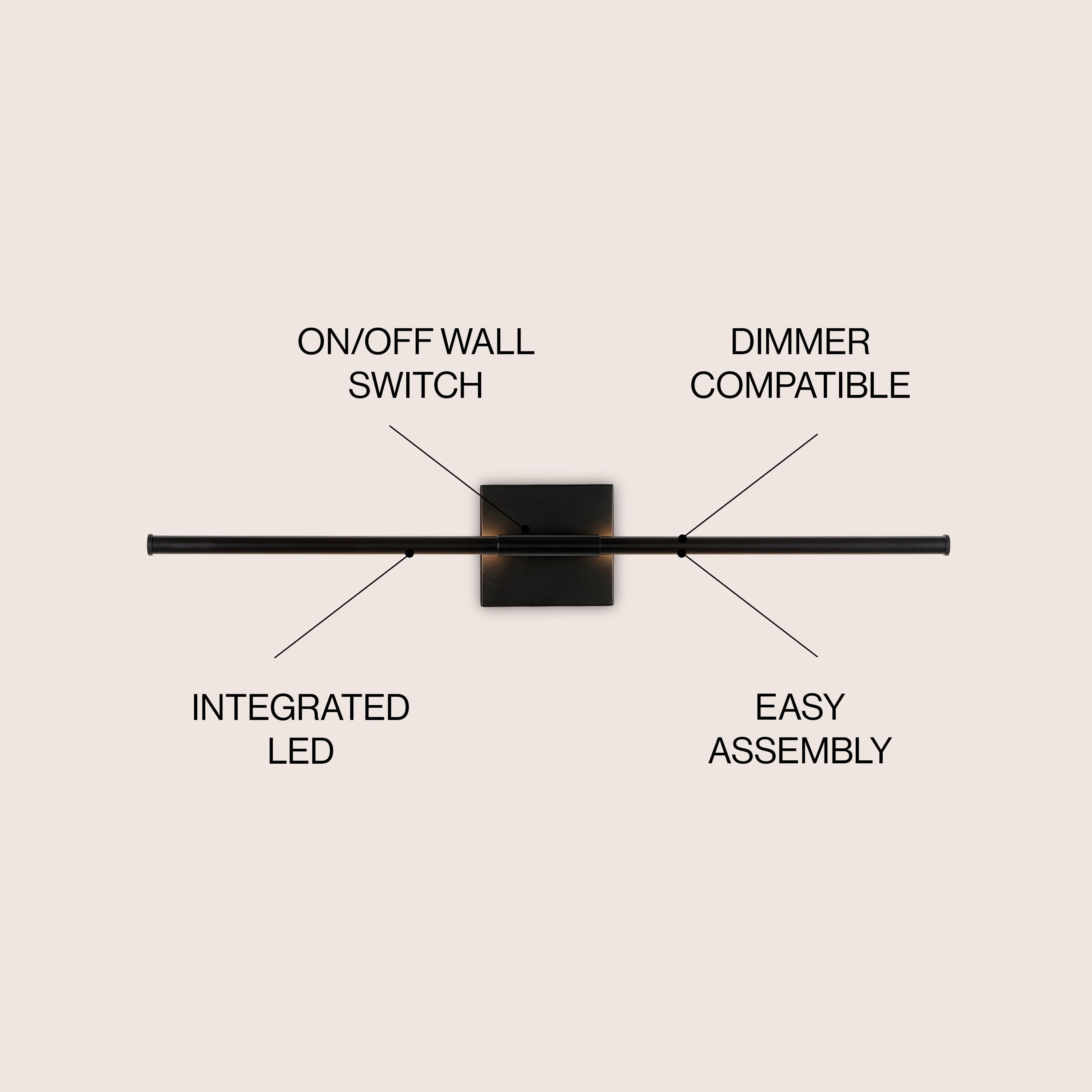 Makena 28" Dimmable Integrated LED Modern Metal Wall Sconce, Black